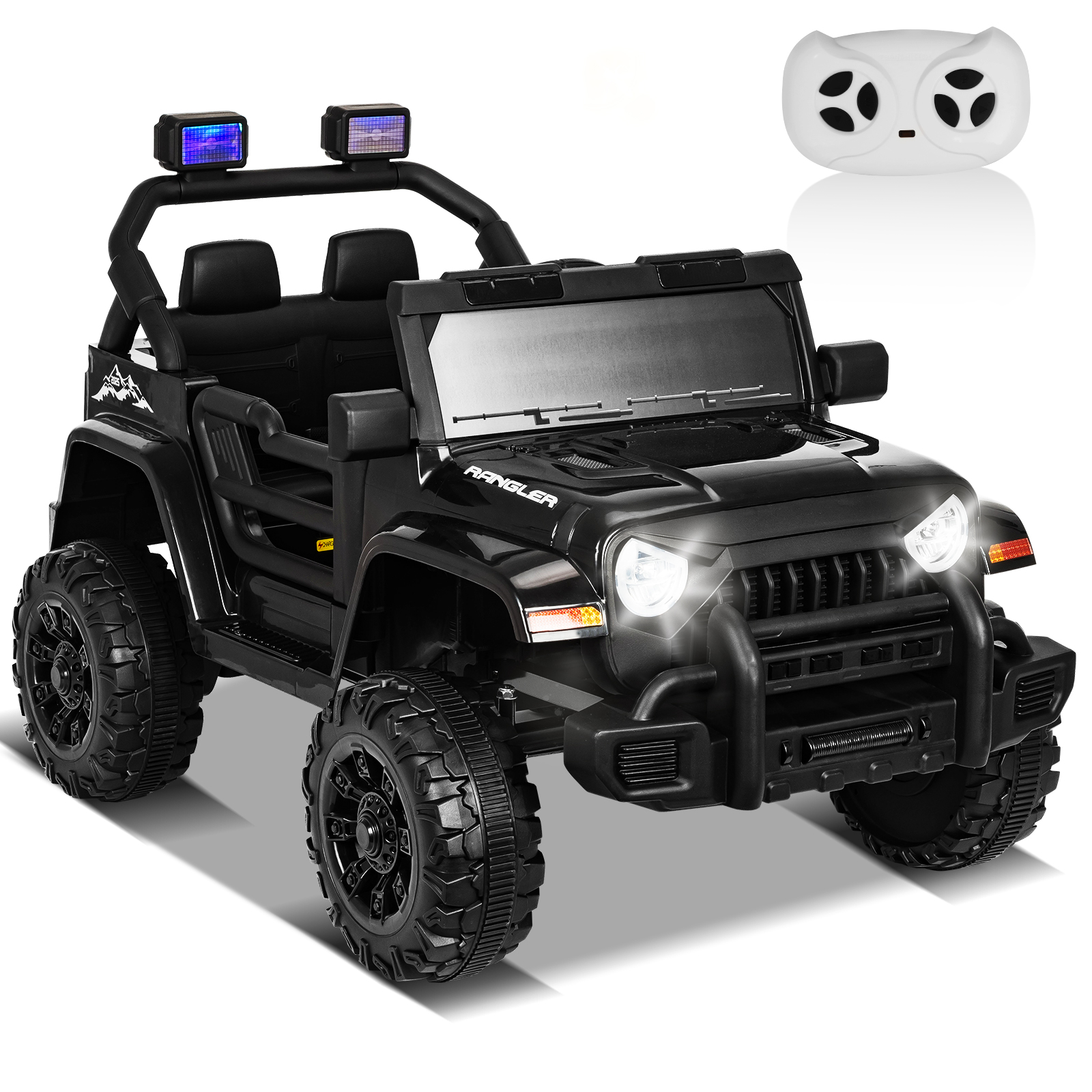 ANPOO 12V Kids Powered Ride on Truck Car with Parent Remote Control, Electric Battery Powered Ride on Toys w/ 3-Speed, Suspension, LED Lights, Music, Bluetooth, MP3