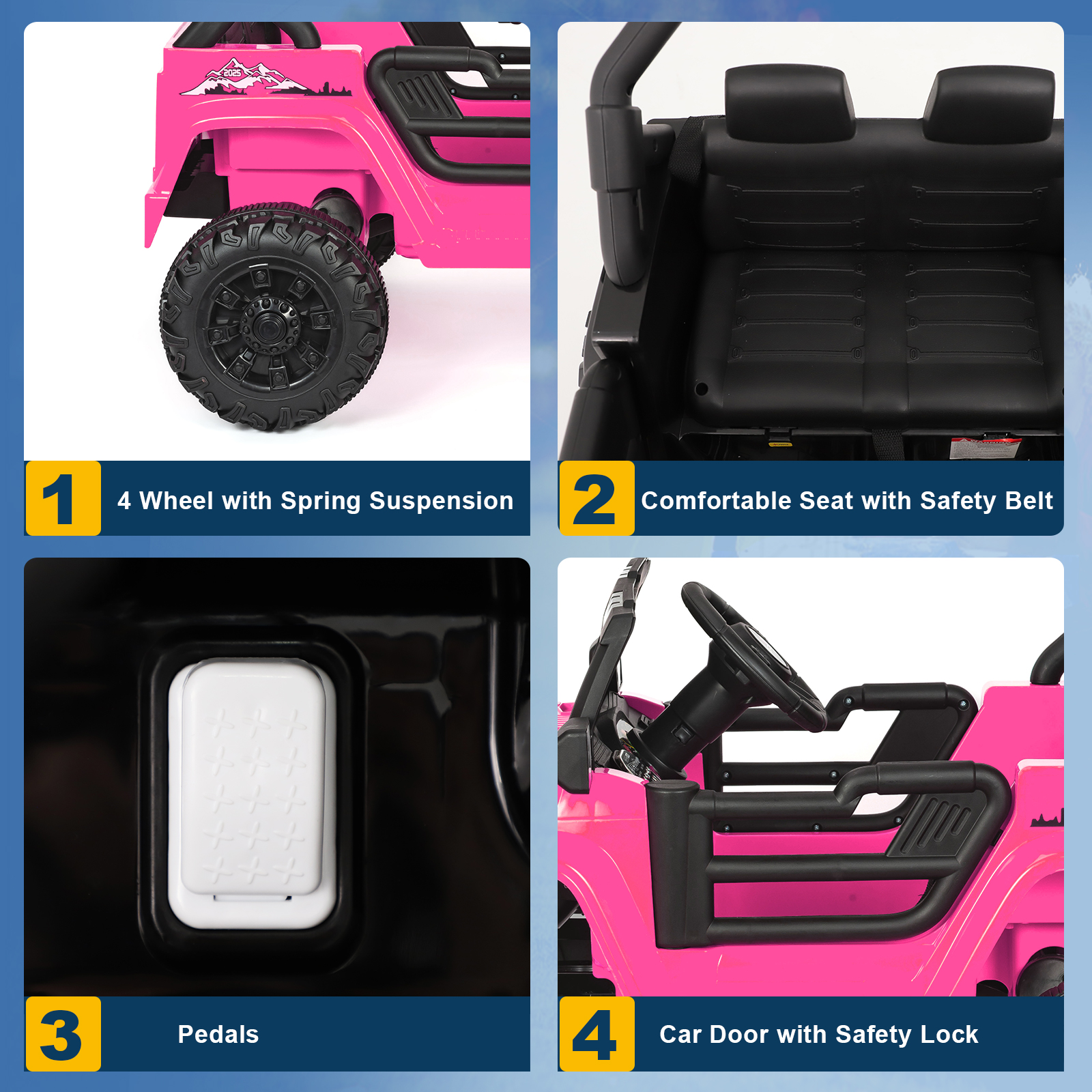 ANPOO 12V Kids Powered Ride on Truck Car with Parent Remote Control, Electric Battery Powered Ride on Toys w/ 3-Speed, Suspension, LED Lights, Music, Bluetooth, MP3