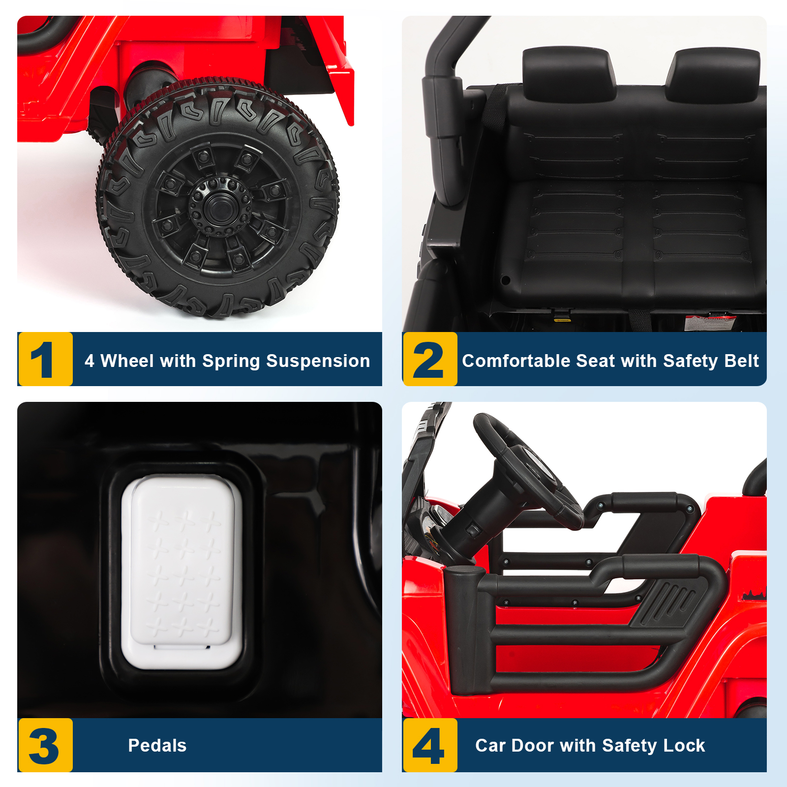 ANPOO 12V Kids Powered Ride on Truck Car with Parent Remote Control, Electric Battery Powered Ride on Toys w/ 3-Speed, Suspension, LED Lights, Music, Bluetooth, MP3