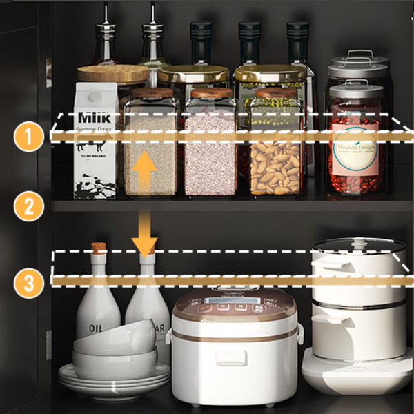 ANPOO 55" Rolling Kitchen Island with Drop Leaf and Power Outlet, Movable Kitchen Cart with Rubber wood Countertop, Island Table on Wheels for Kitchen w/2 Drawers, Spice Rack, Adjustable Shelves