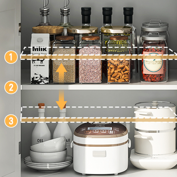 ANPOO 55" Rolling Kitchen Island with Drop Leaf and Power Outlet, Movable Kitchen Cart with Rubber wood Countertop, Island Table on Wheels for Kitchen w/2 Drawers, Spice Rack, Adjustable Shelves