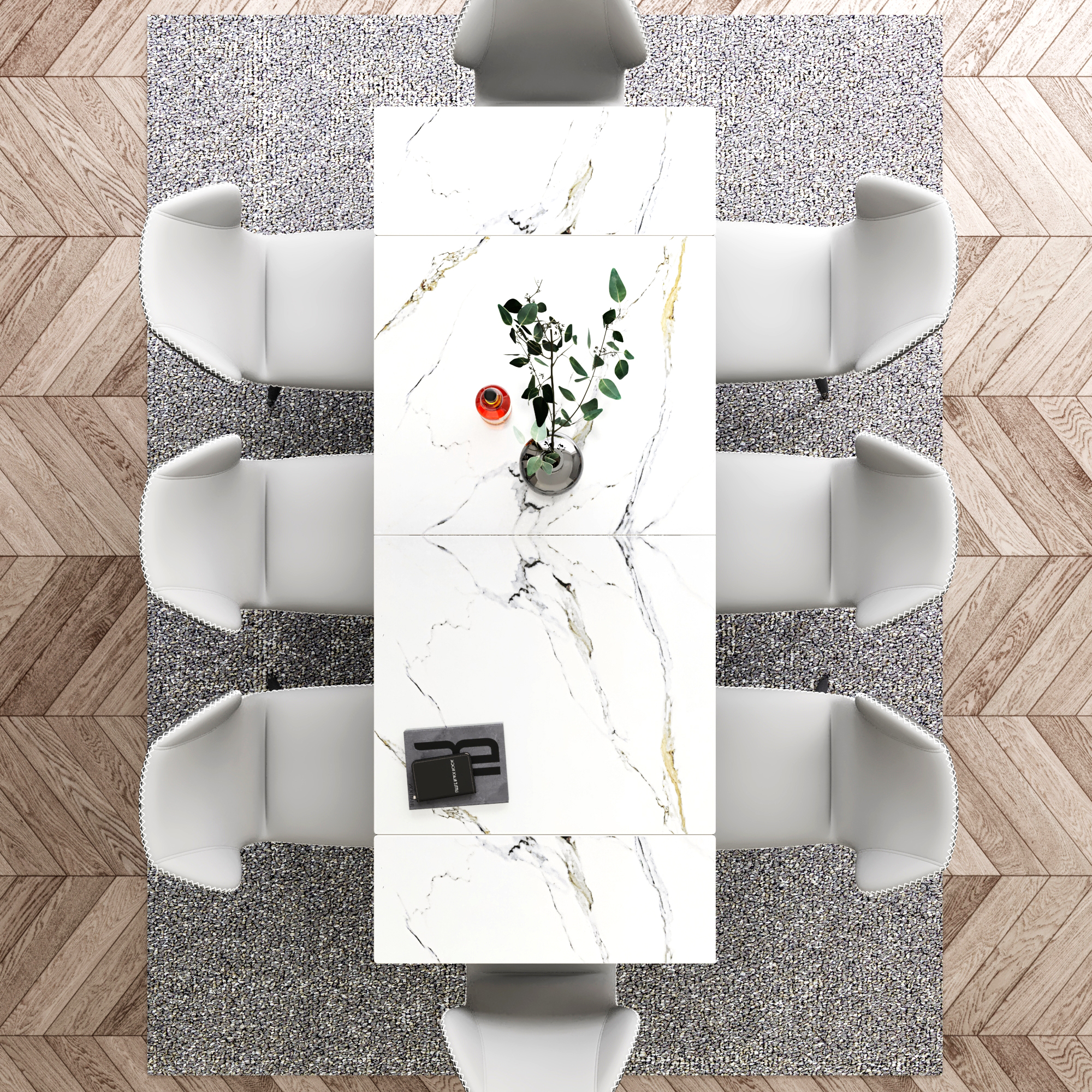 ChVans Large Mobile Extendable Dining Table for 6-10,55"- 78" Rectangular Sintered Stone Dining Room Table,Modern White Faux Marble Kitchen Table for Dining Room,Living Room