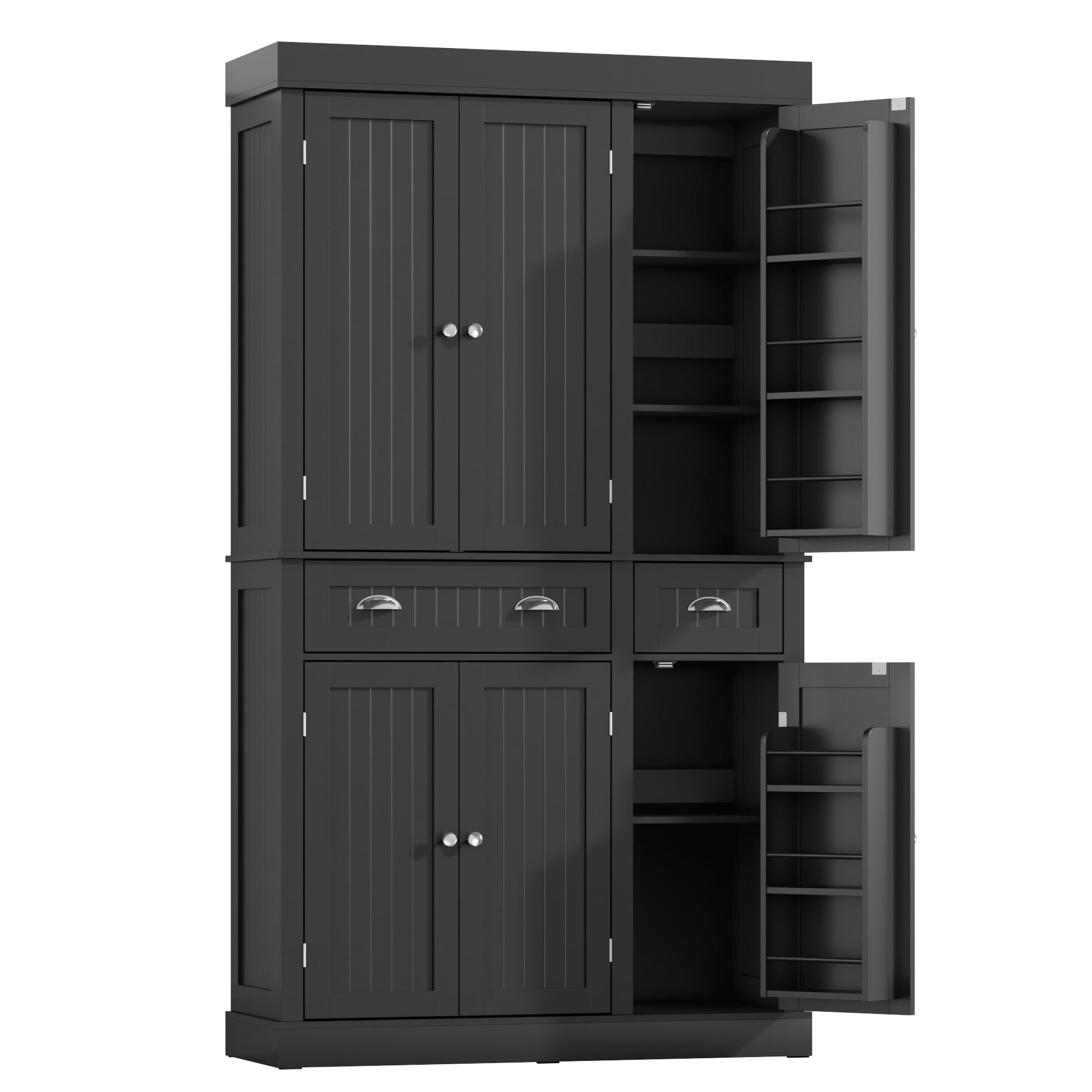 ChVans 71" Tall Kitchen Pantry with 6 Doors, Storage Cabinet with 2 Large Drawer 6 Hanging Shelves, Freestanding Cupboard for Dining Room Living Room
