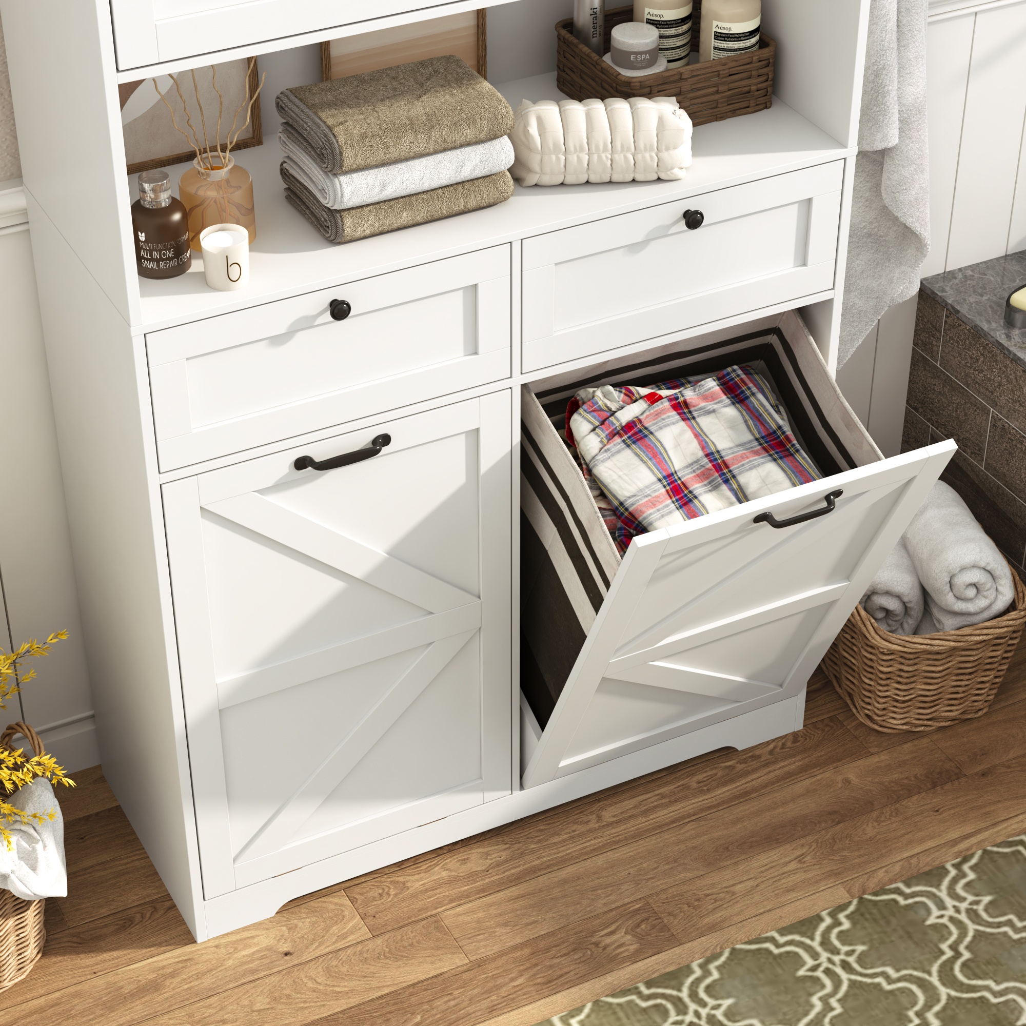 78" Tall Tilt-Out Laundry Hamper Cabinet