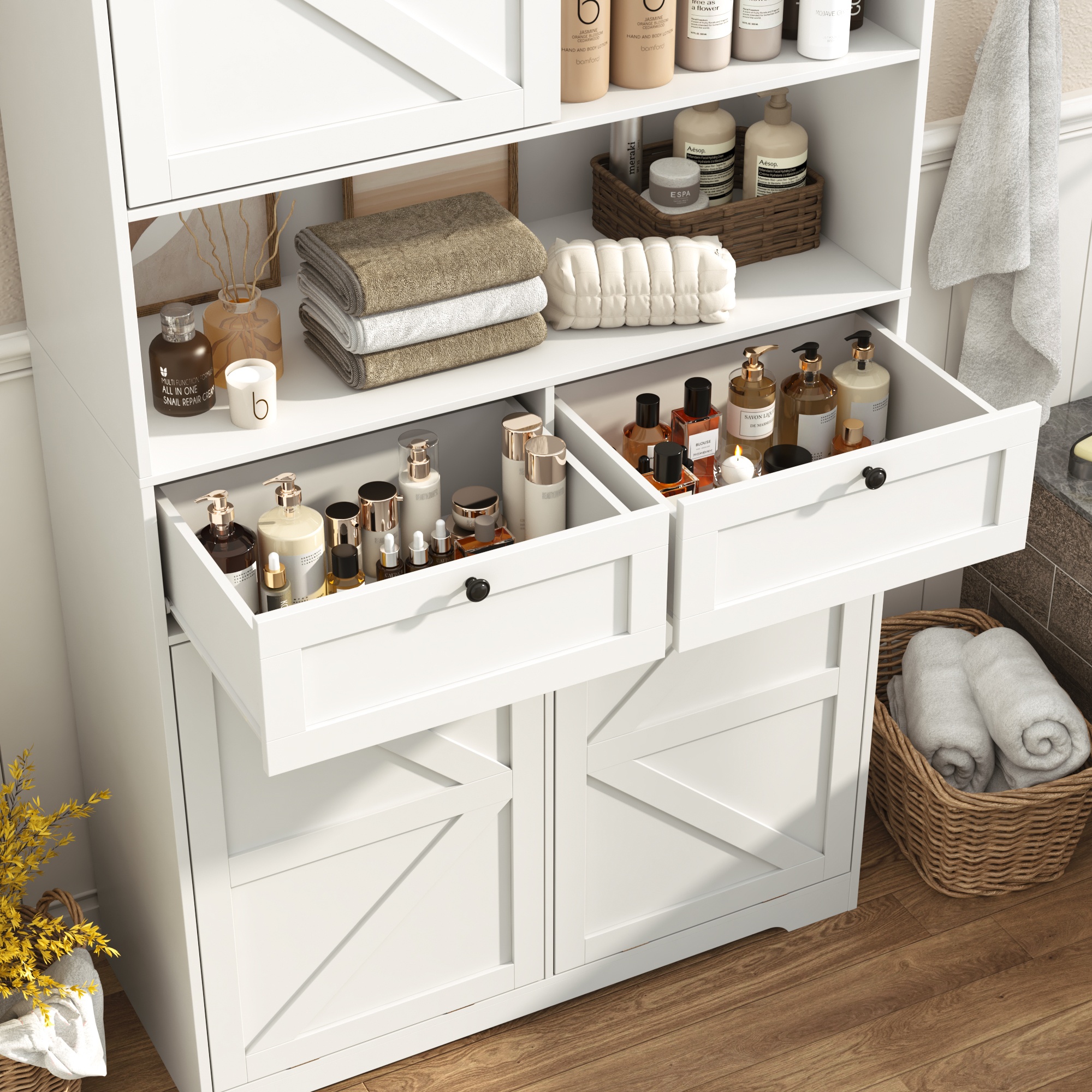 78" Tall Tilt-Out Laundry Hamper Cabinet