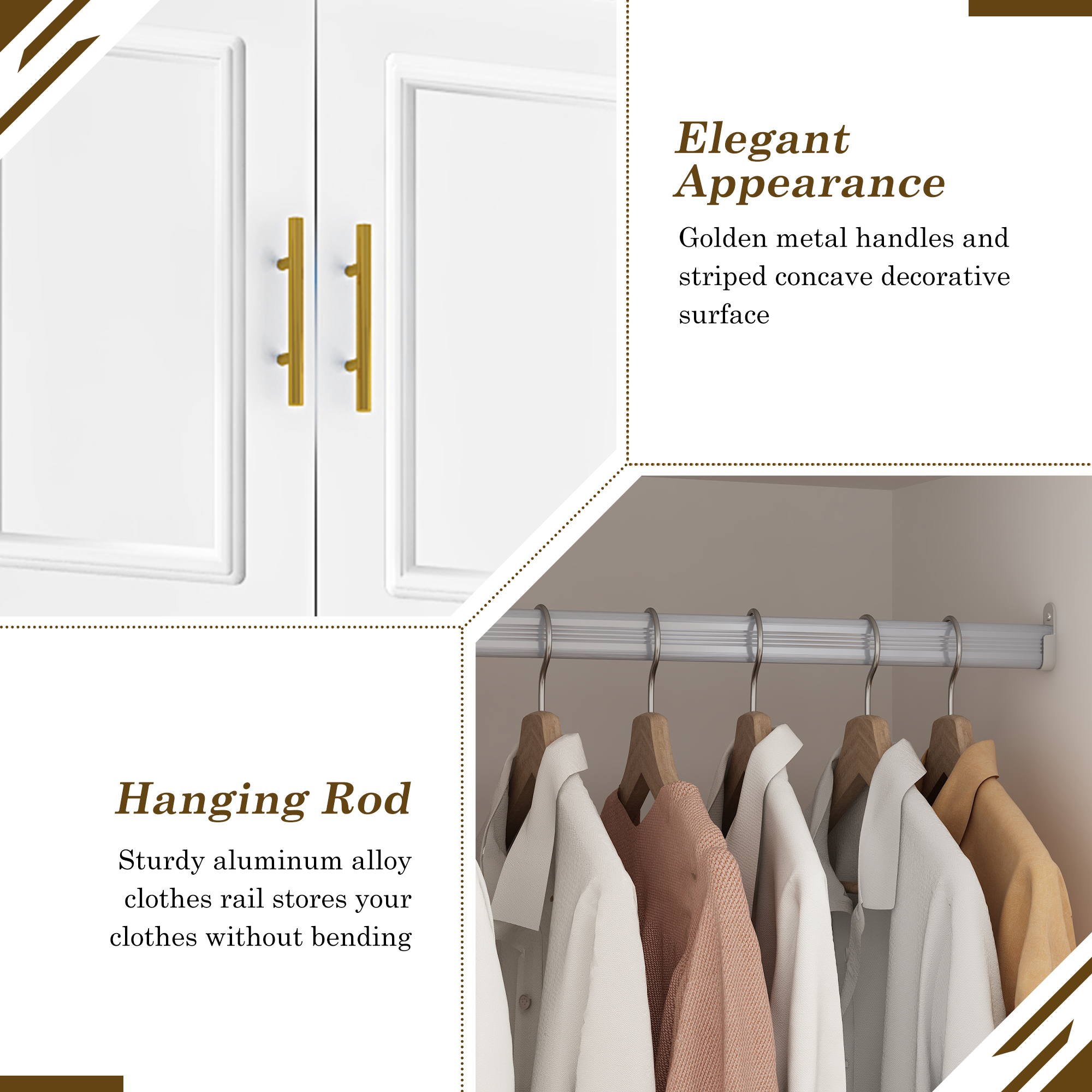 ChVans 4 Door Armoire Wardrobe Closet with Top Cabinet and Mirror, 90.6'' LED Wardrobe Armoire with 3 Drawers, Hanging Rod & Multi-Layer Shelves for Bedroom, White