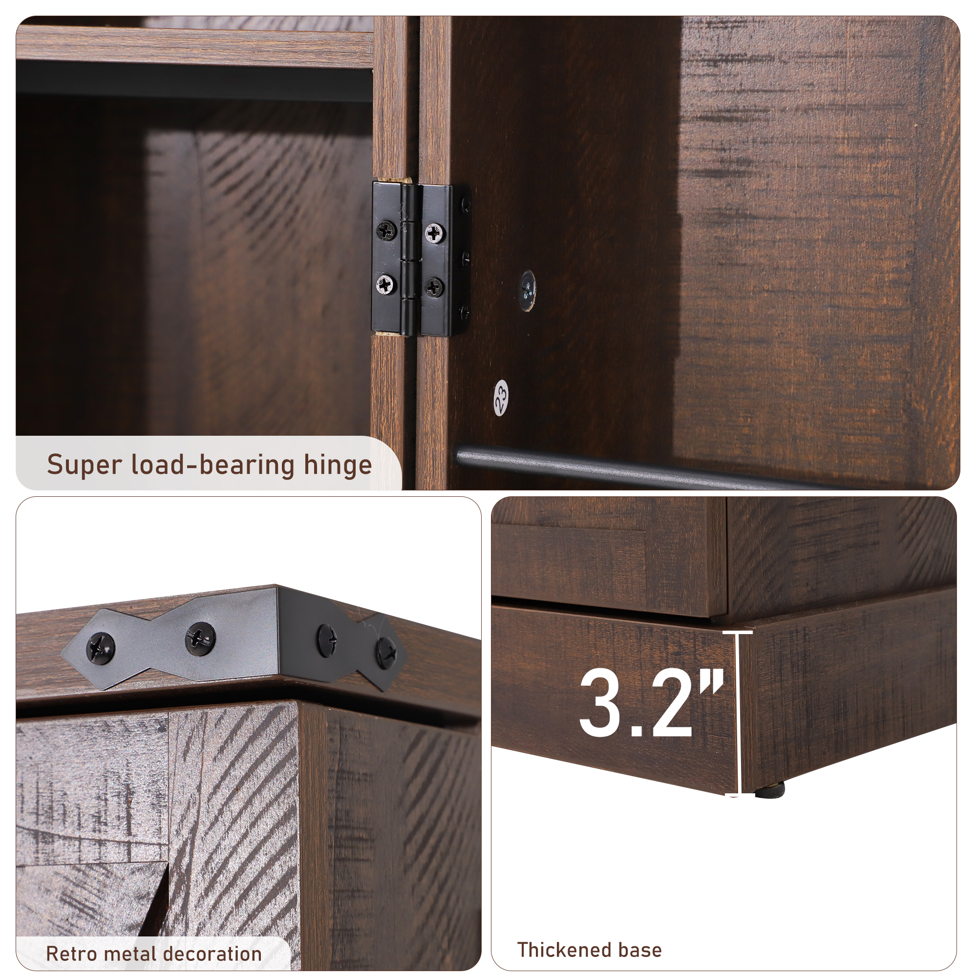 71''Tall Farmhouse Kitchen Pantry Cabinet, 3 Layers Storage Cabinet, 2 Drawers, 8 Hanging Shelves, Adjustable Shelves, Versatile Large Rustic Cabinet for Kitchen, Dining Room, Living Room, Bathroom