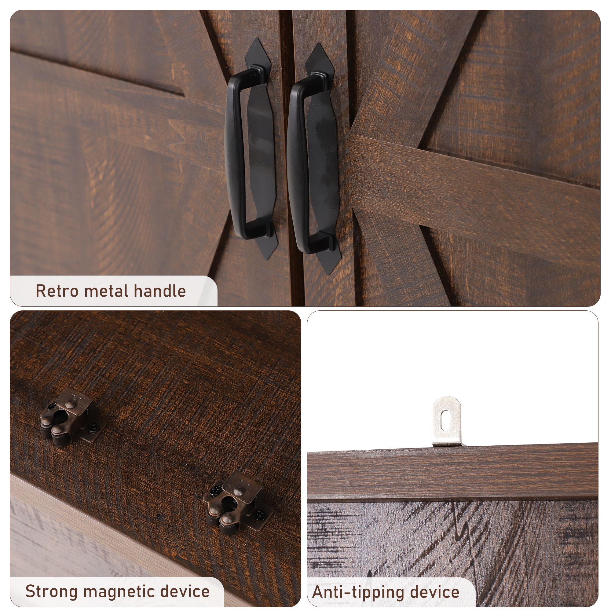 71''Tall Farmhouse Kitchen Pantry Cabinet, 3 Layers Storage Cabinet, 2 Drawers, 8 Hanging Shelves, Adjustable Shelves, Versatile Large Rustic Cabinet for Kitchen, Dining Room, Living Room, Bathroom