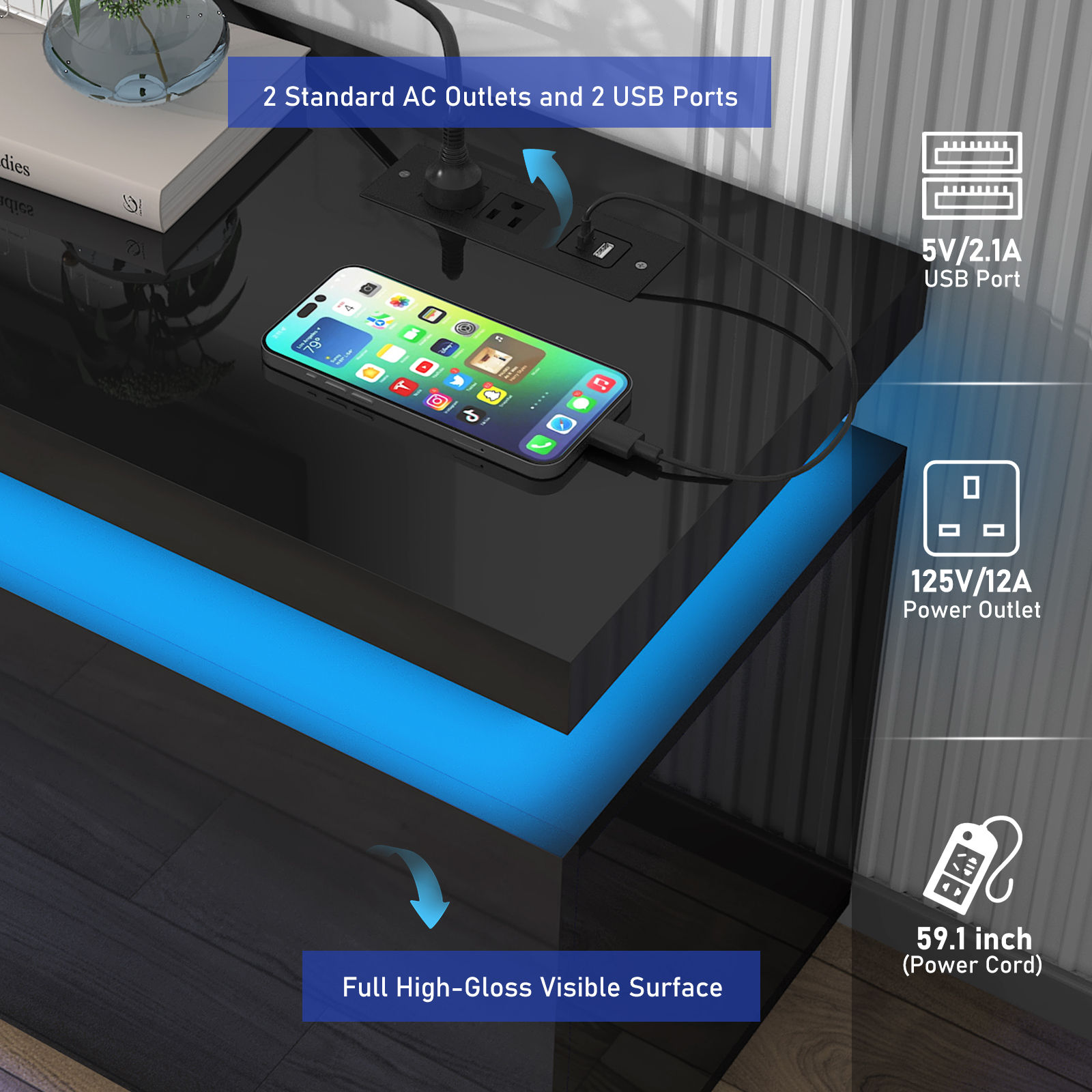 Fireplace TV Stand for 70" -90" with 40'' Electric Fireplace