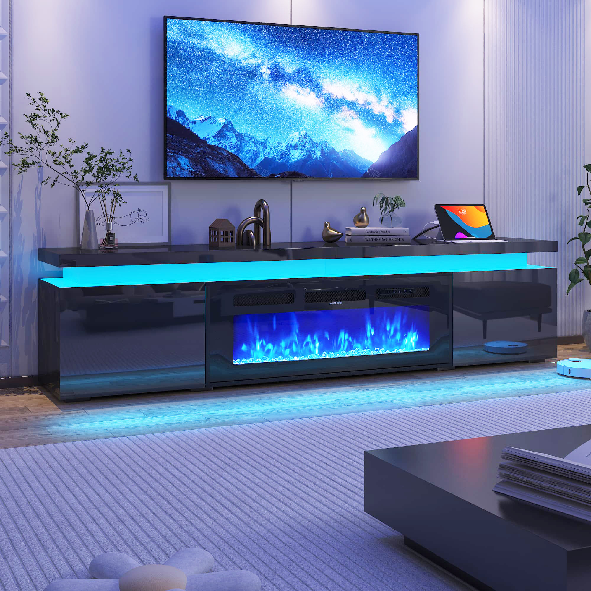 Fireplace TV Stand for 70" -90" with 40'' Electric Fireplace