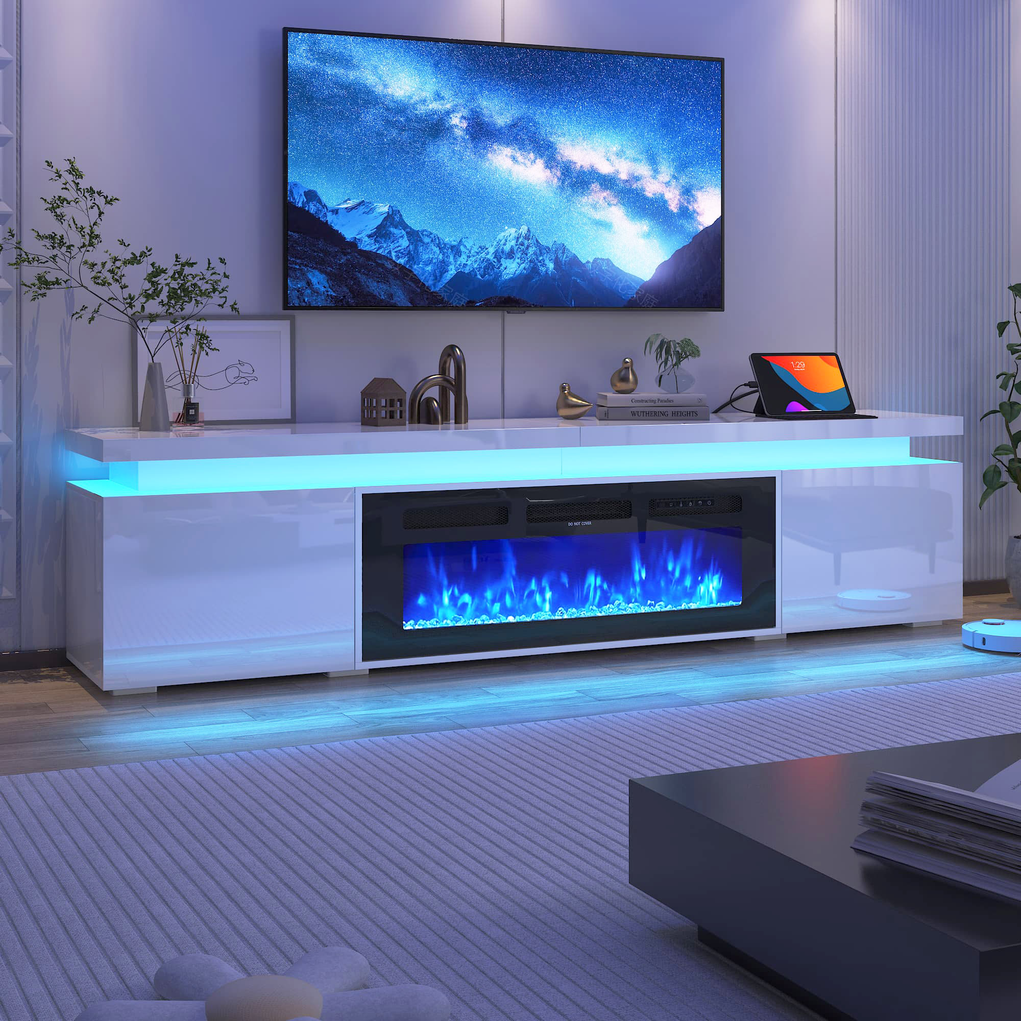 Fireplace TV Stand for 70" -90" with 40'' Electric Fireplace