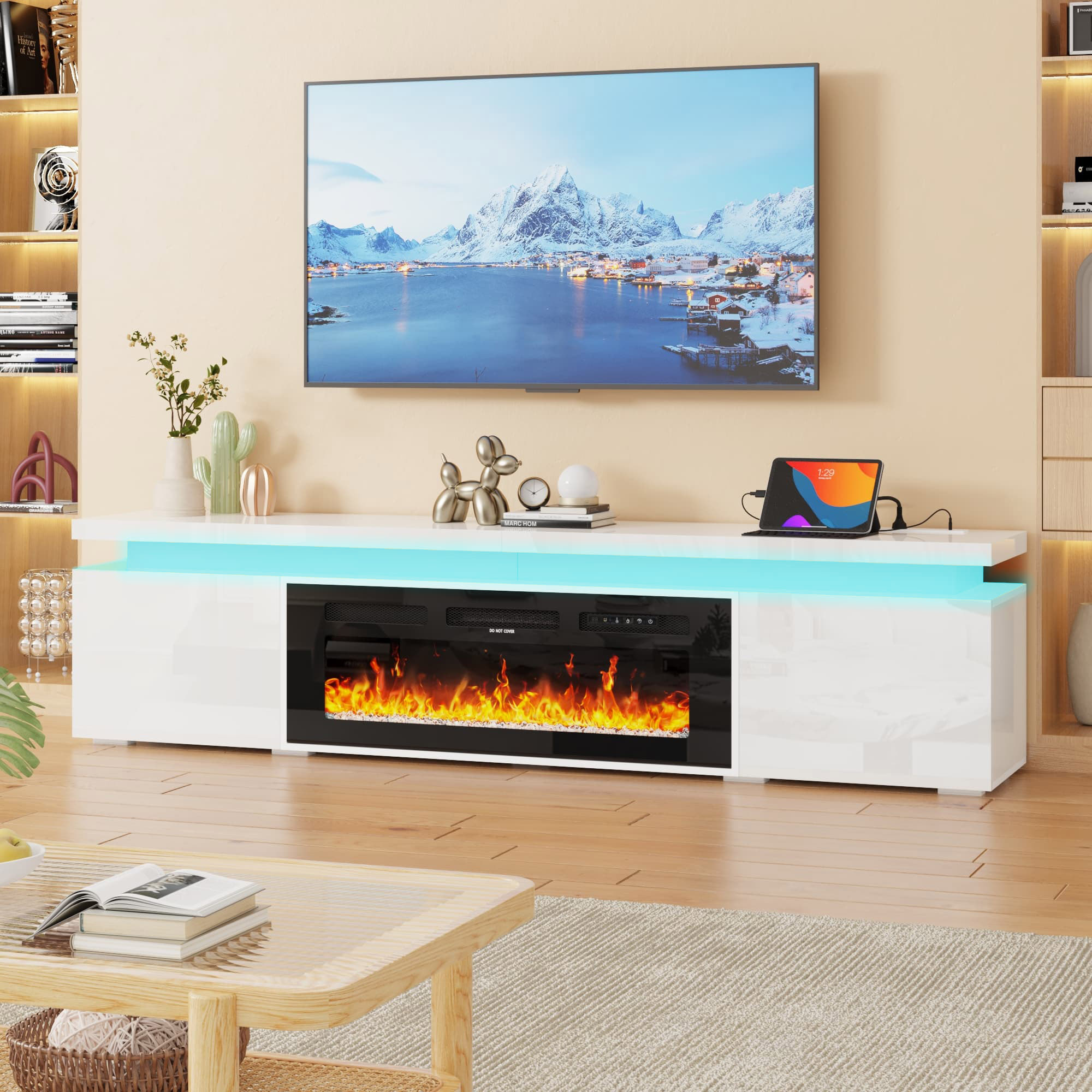 Fireplace TV Stand for 70" -90" with 40'' Electric Fireplace