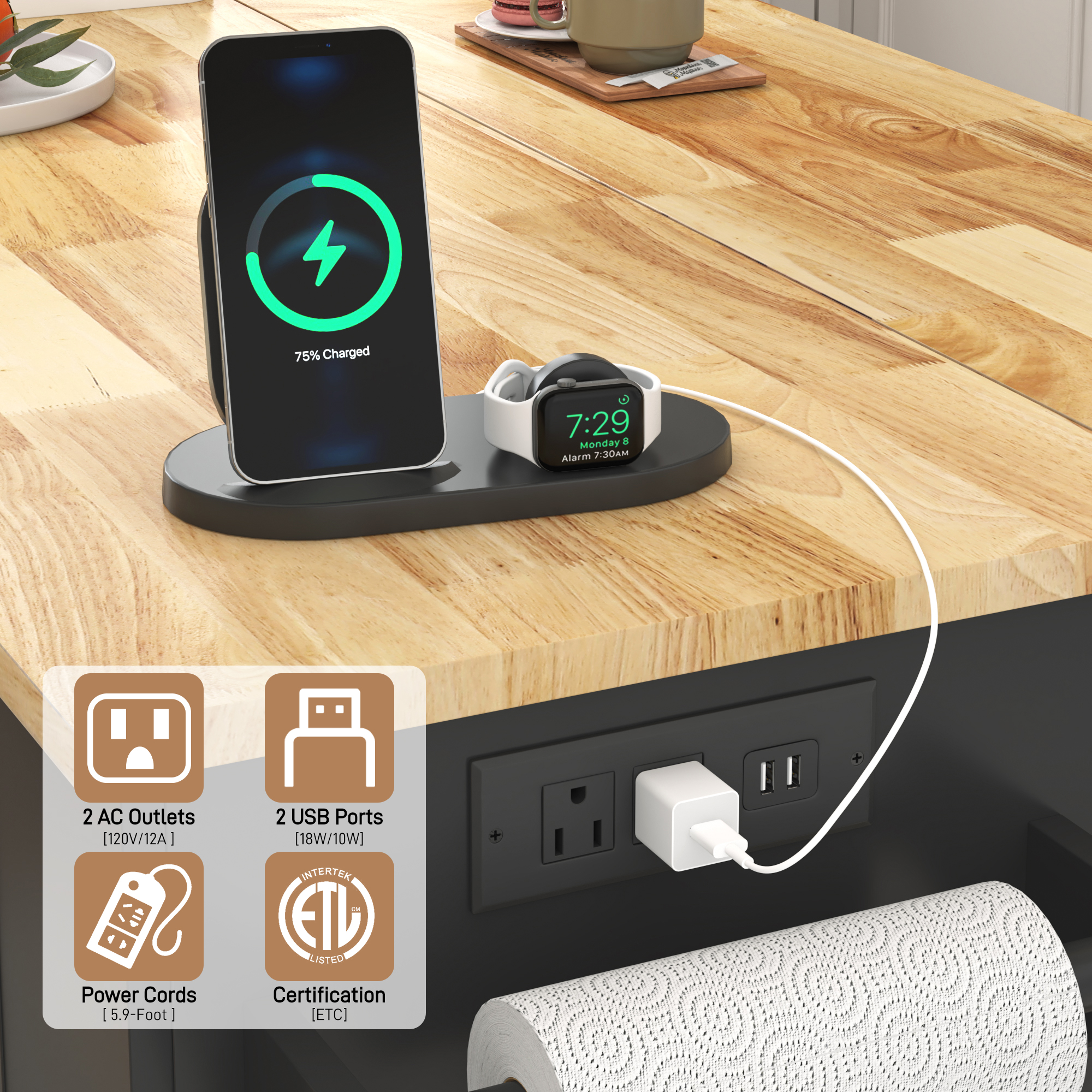 ANPOO Large Rolling Kitchen Island Table on Wheels with Drop Leaf, Barn Door Kitchen Island Table with Storage Cabinet and Tower Rack, Island Table for Kitchen