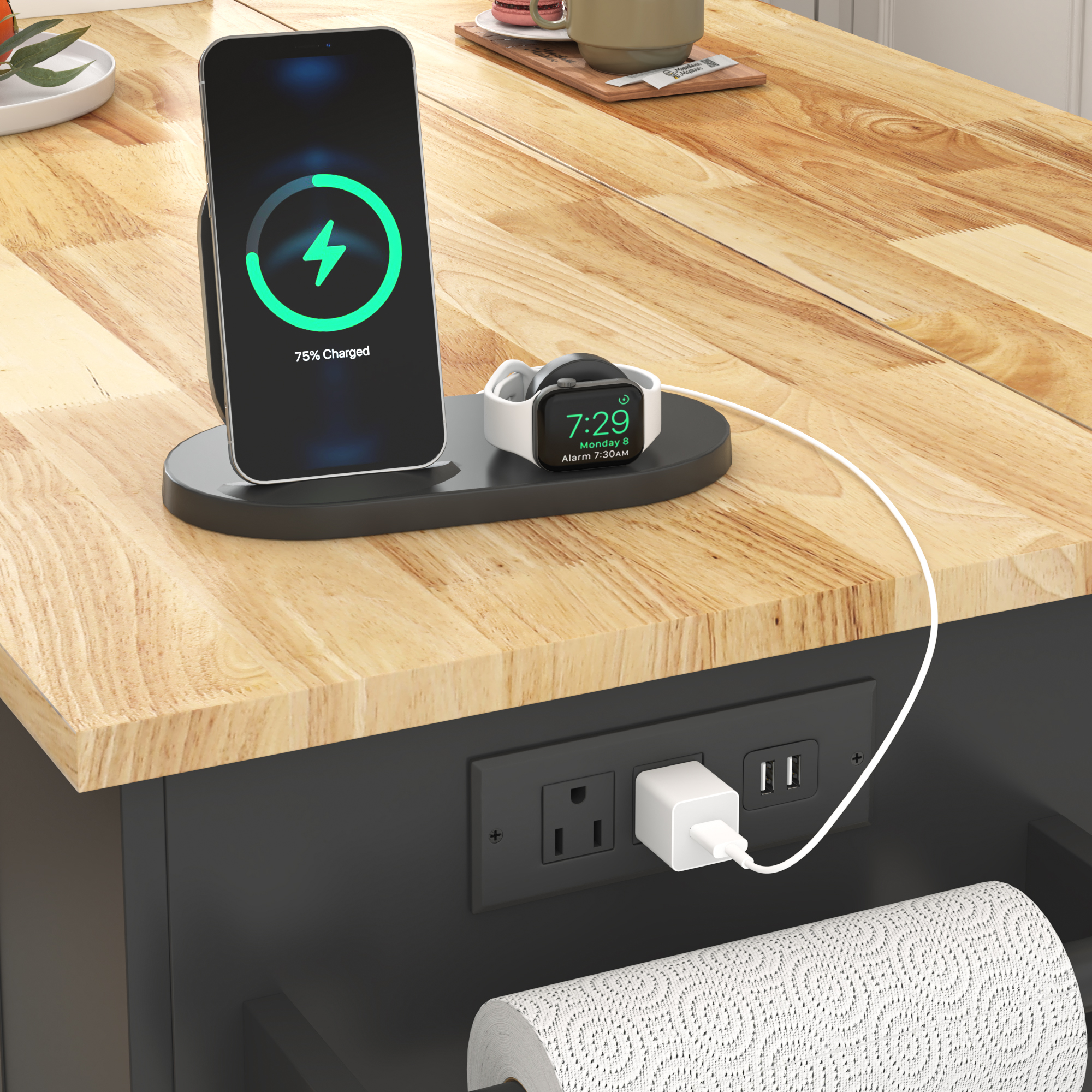 Large Rolling Kitchen Island Table on Wheels with Drop Leaf, Barn Door Kitchen Island Table with Storage Cabinet and Tower Rack, Island Table for Kitchen