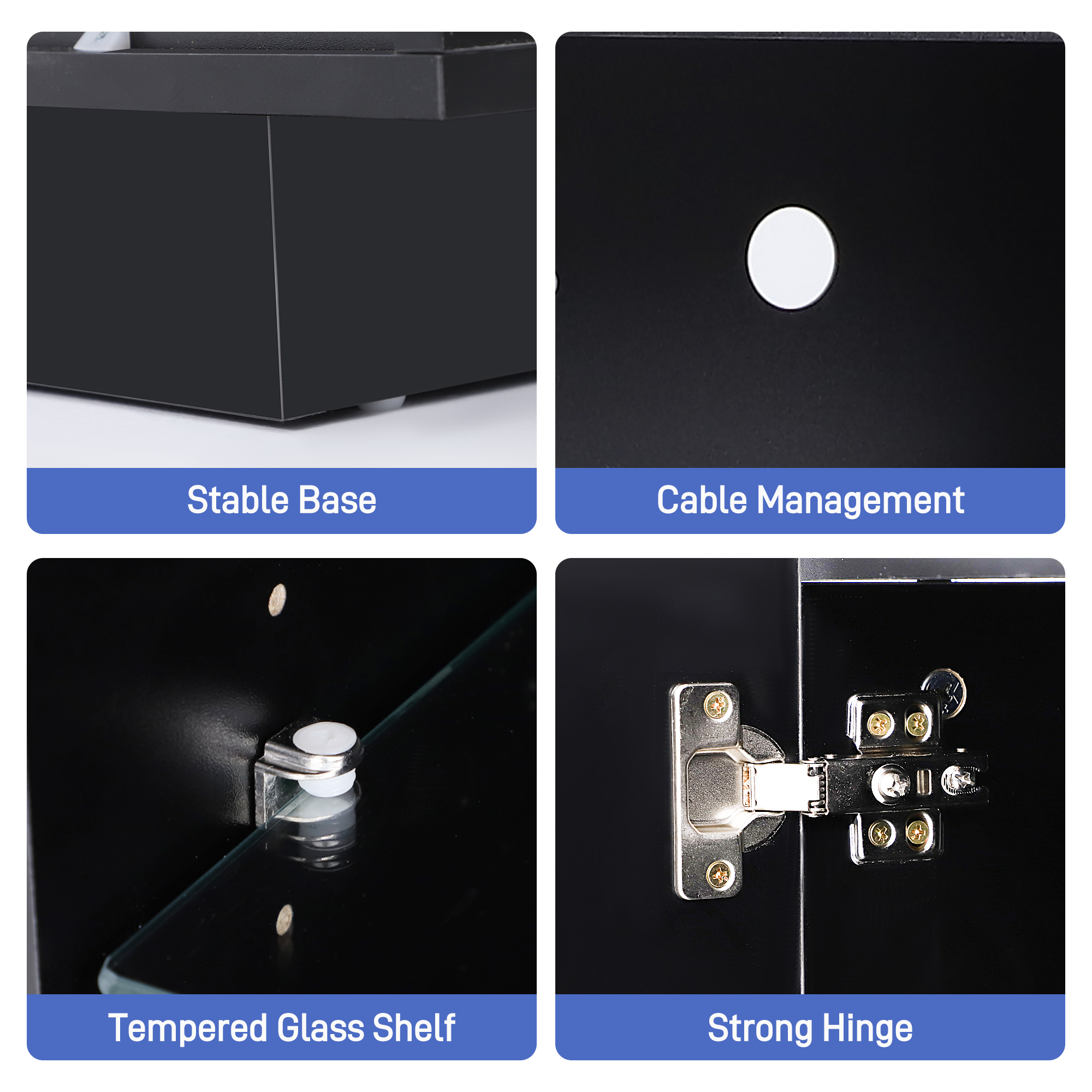 ChVans LED TV Stand for up to 80" TVs with Power Outlet, Modern Tall Entertainment Center with Storage, High Gloss Gaming TV Media Console with 2 Storage Cabinets for Living Room, Bed Room