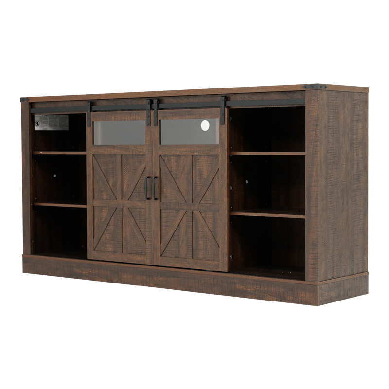 66" Farmhouse TV Stand for 65" 70" 75" TVs with Power Charging Station