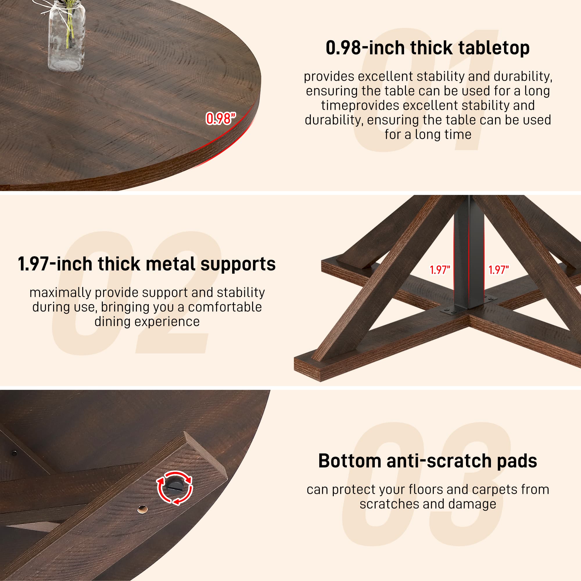 47" Round Dining Table for 4