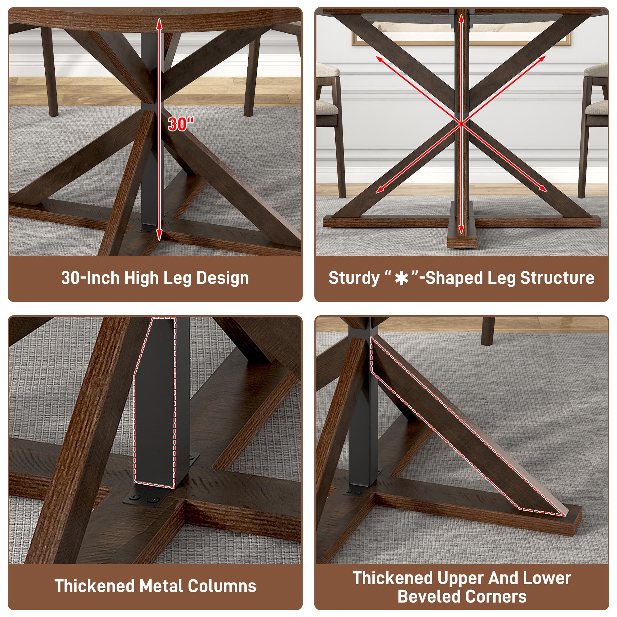 47" Round Dining Table for 4