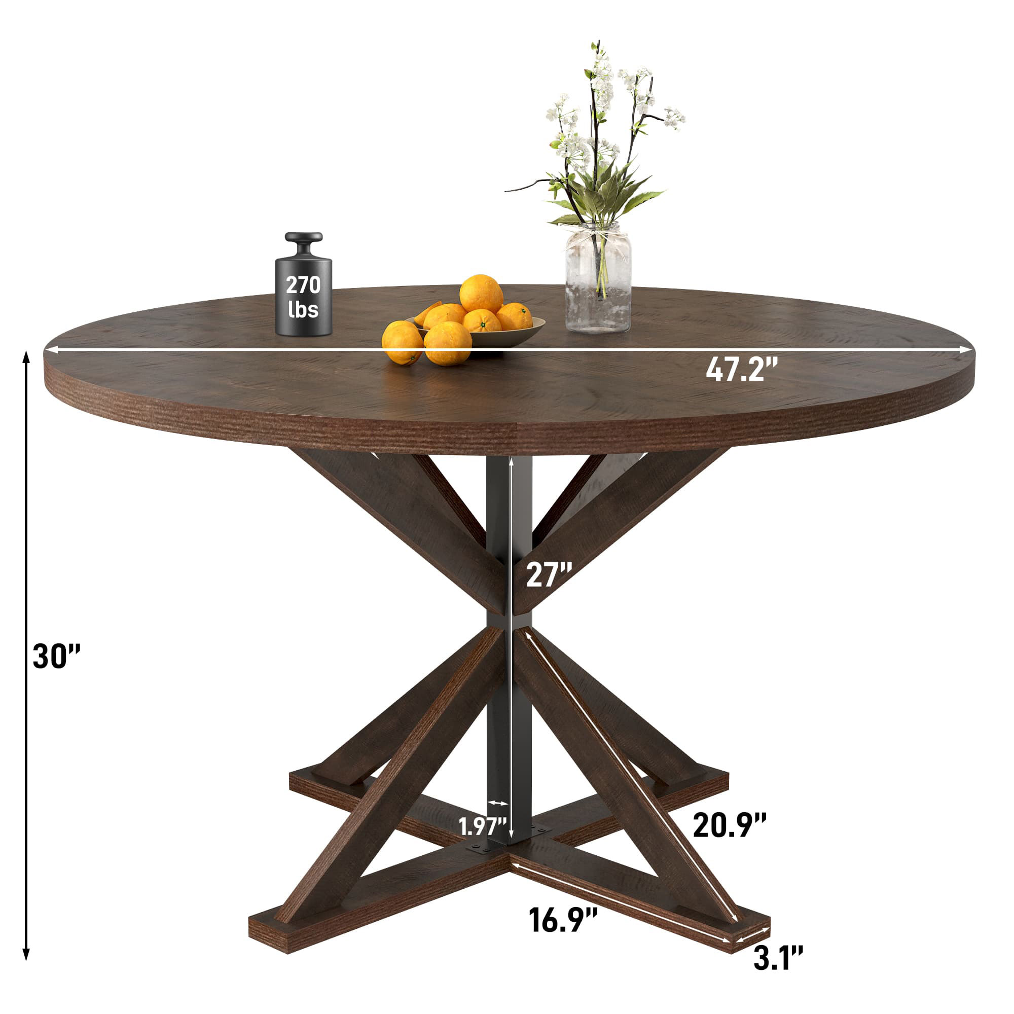 47" Round Dining Table for 4