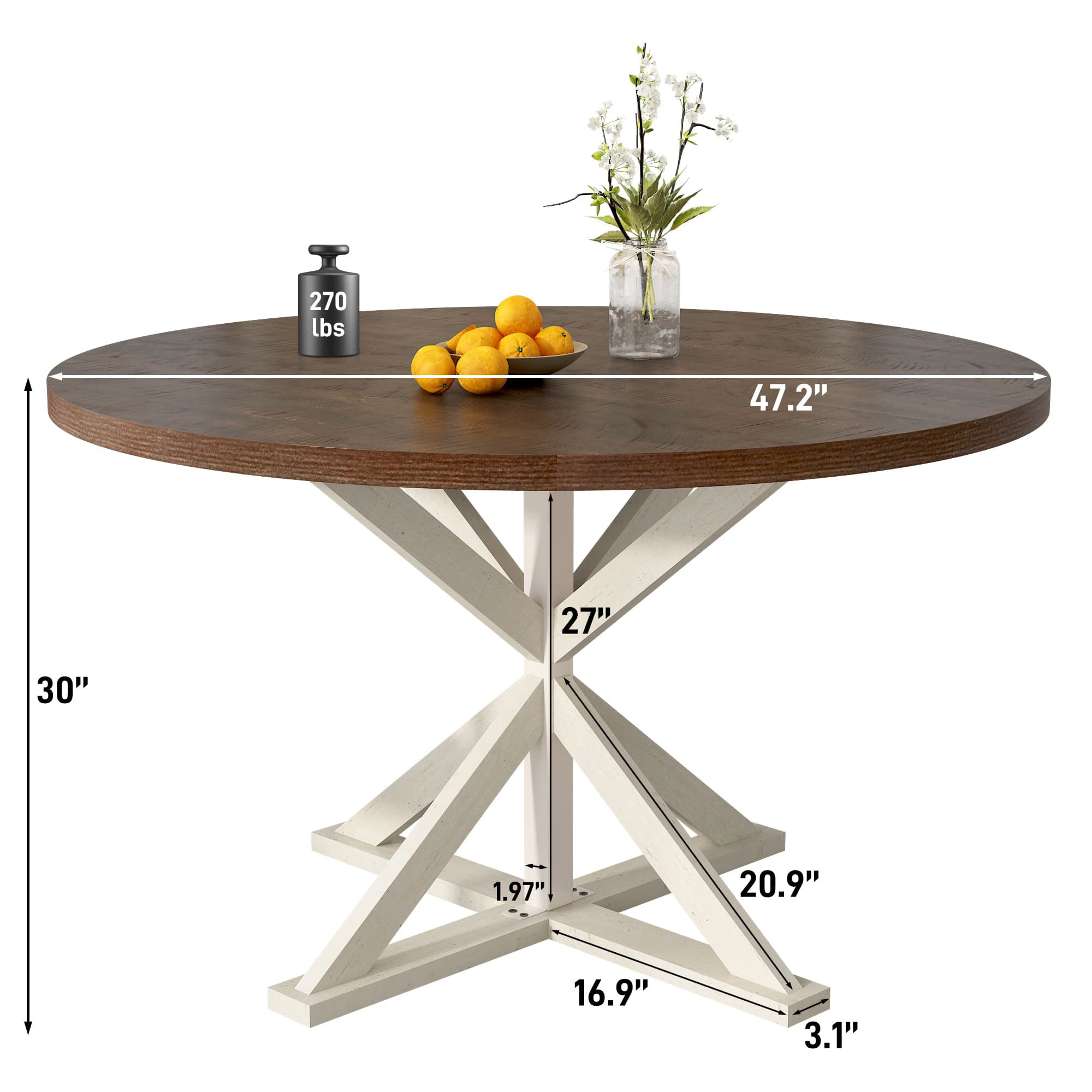 47" Round Dining Table for 4