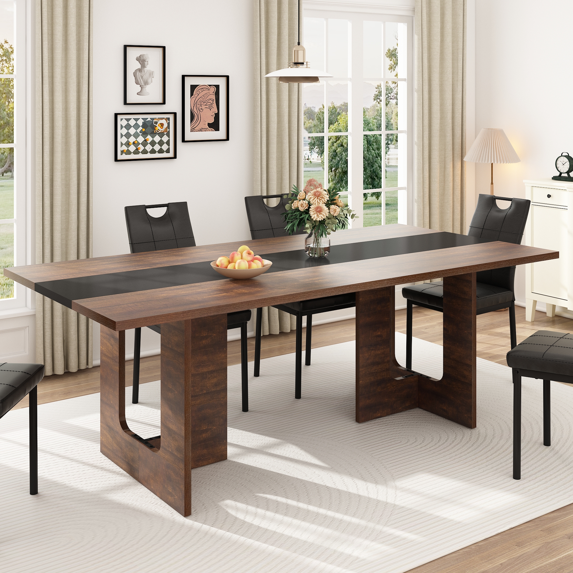 ChVans 70.9" Large Kitchen Dining Room Table for 6-8 People, Rectangular Wooden Kitchen Table with Heavy Duty Legs, Modern Dinner Furniture Last Forever, Wood Grain