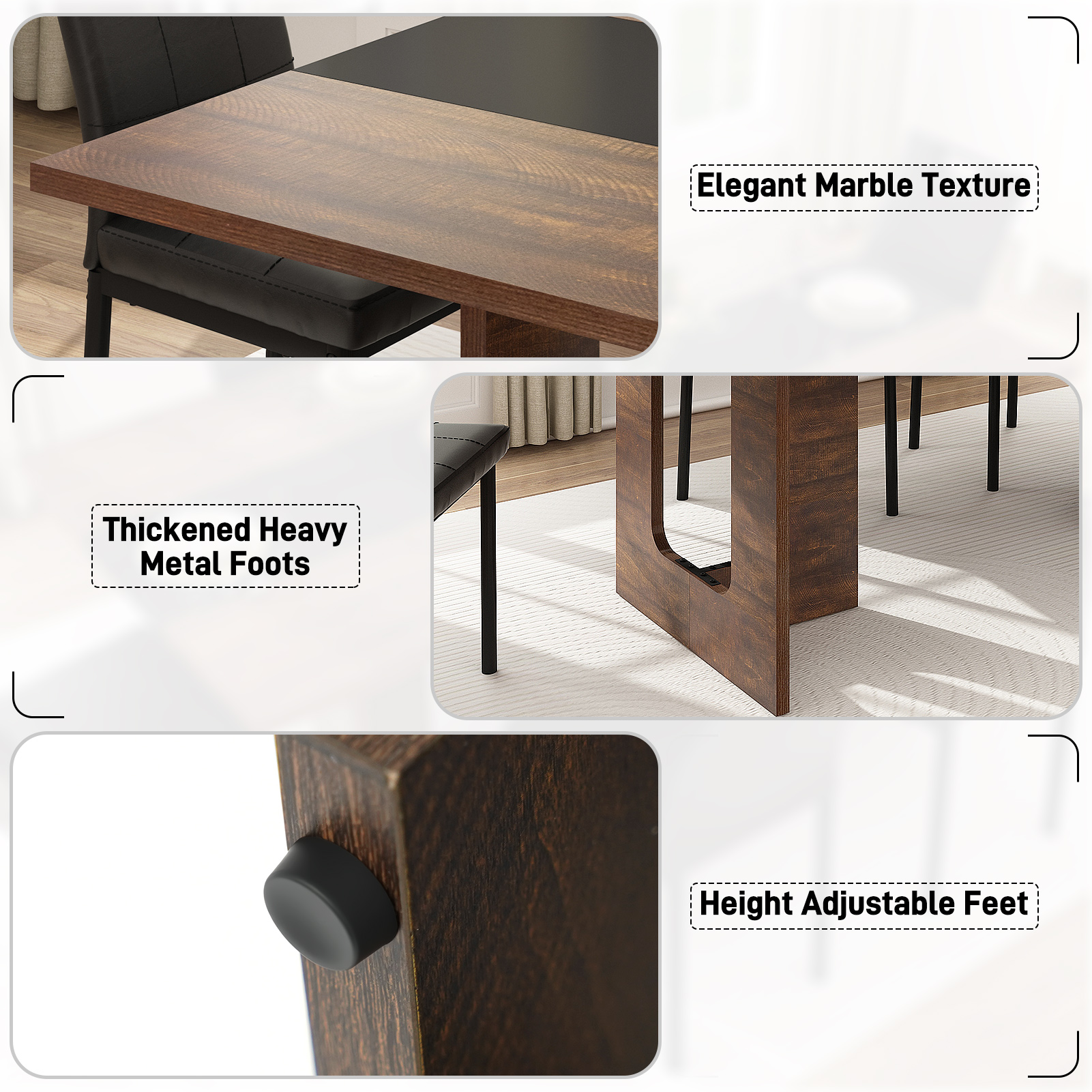 ChVans 70.9" Large Kitchen Dining Room Table for 6-8 People, Rectangular Wooden Kitchen Table with Heavy Duty Legs, Modern Dinner Furniture Last Forever, Wood Grain