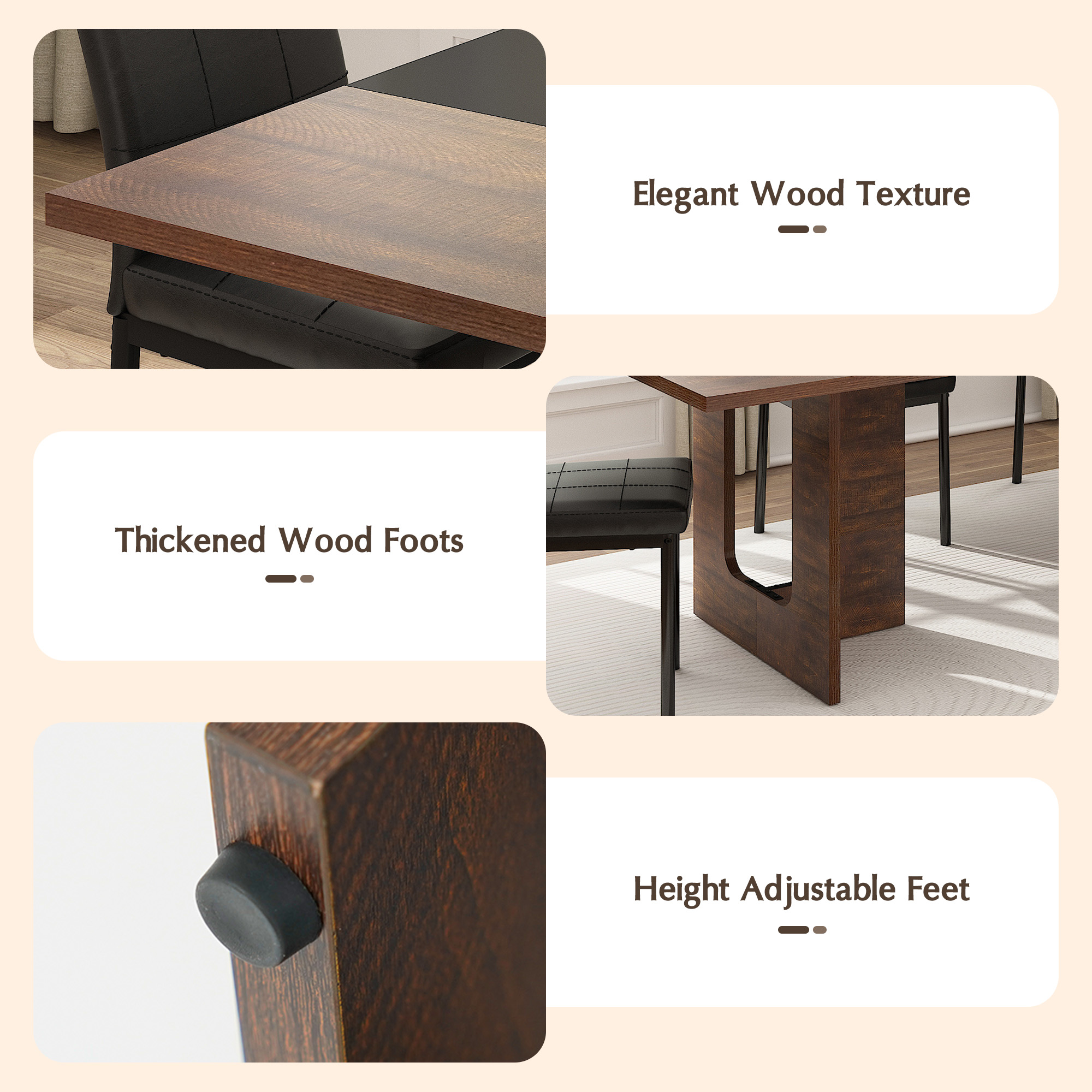 ChVans 95" Large Kitchen Dining Room Table for 10-12 People, Rectangular Wooden Kitchen Table with Heavy Duty Legs, Modern Dinner Furniture Last Forever, Wood Grain