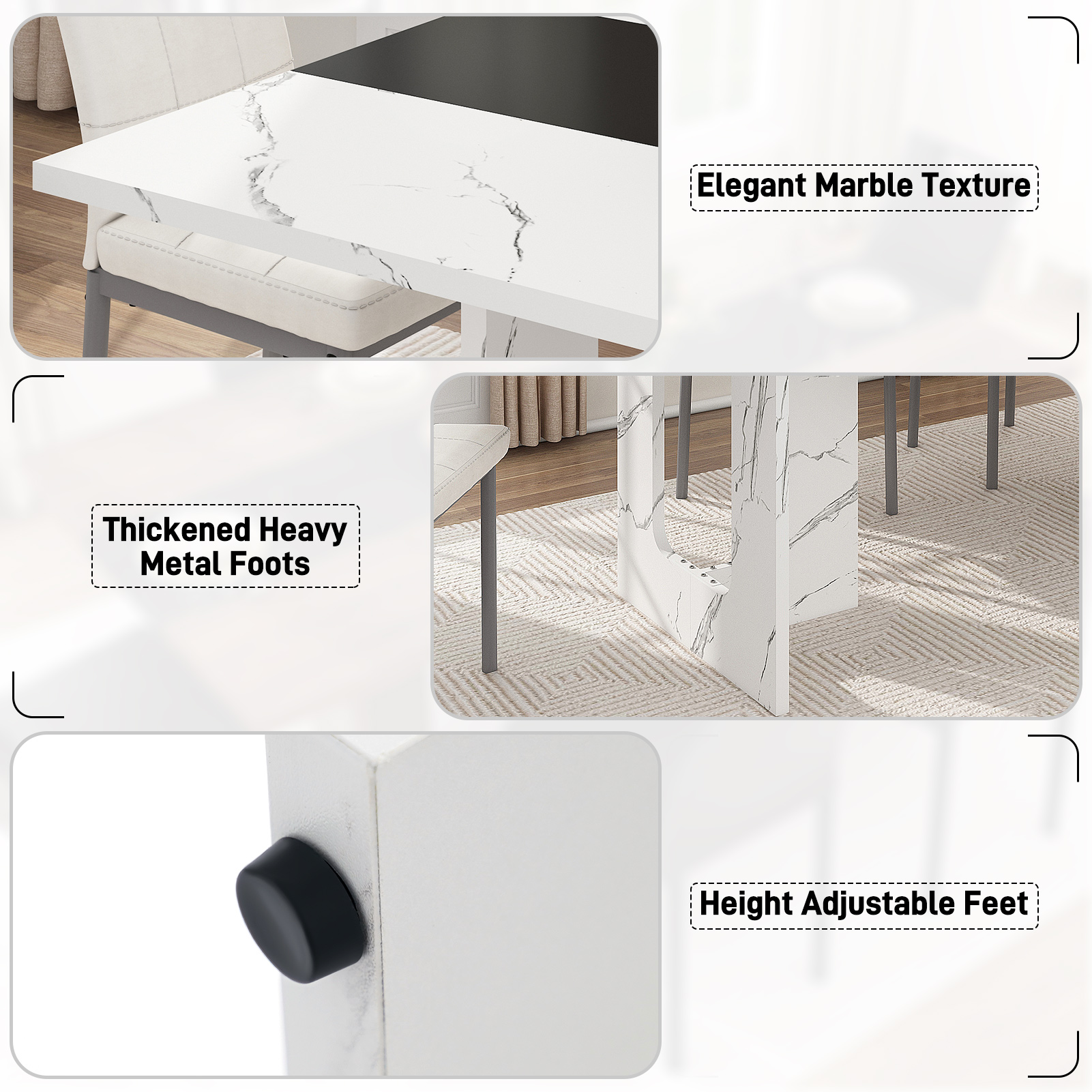 ChVans 70.9" Large Kitchen Dining Room Table for 6-8 People, Rectangular Wooden Kitchen Table with Heavy Duty Legs, Modern Dinner Furniture Last Forever, Wood Grain