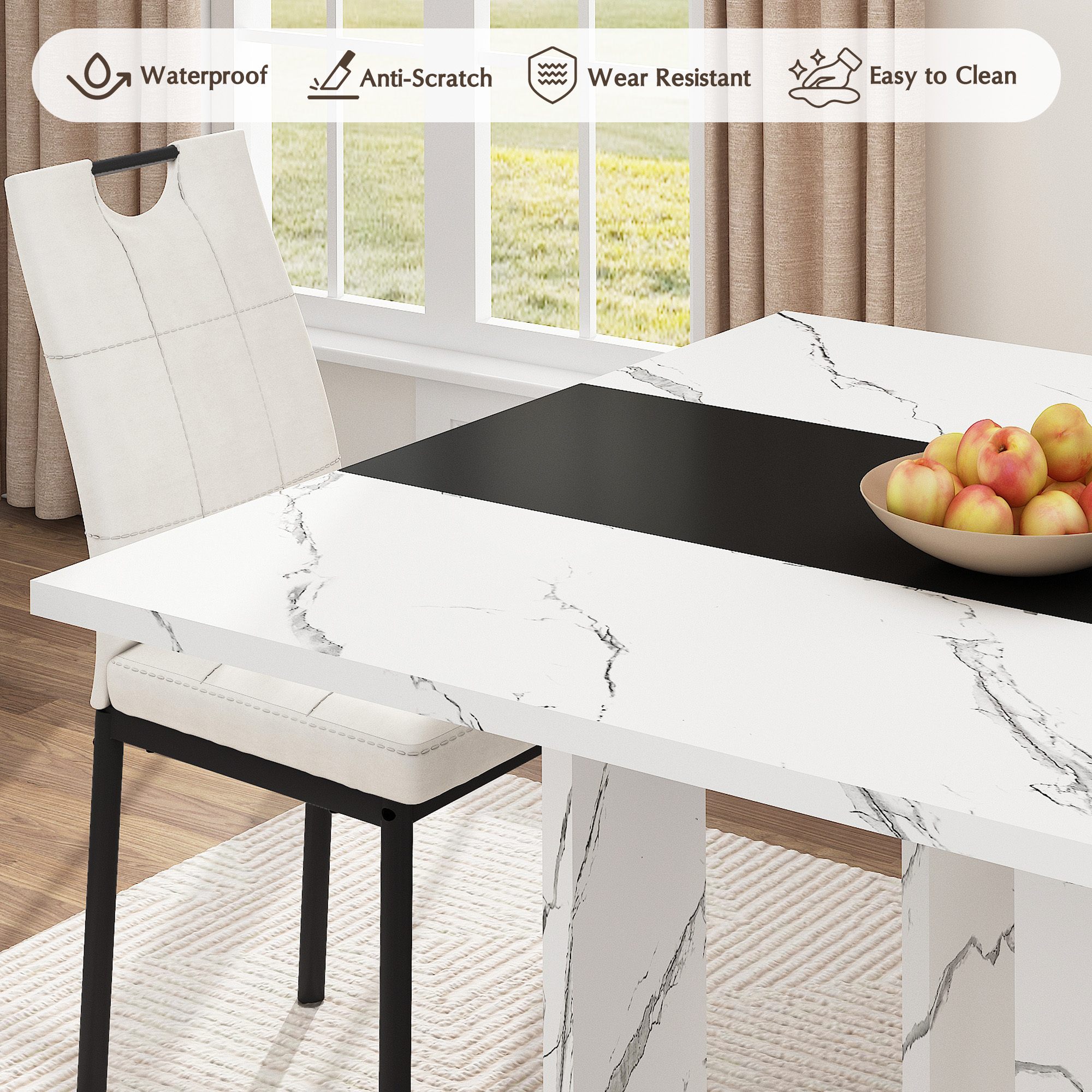 ChVans 95" Large Kitchen Dining Room Table for 10-12 People, Rectangular Wooden Kitchen Table with Heavy Duty Legs, Modern Dinner Furniture Last Forever, Wood Grain