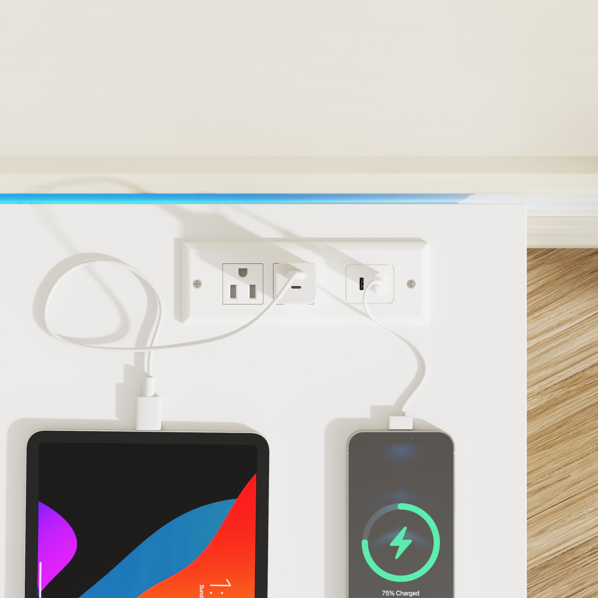 ChVans Black 9 Drawer Dresser with LED Lights, 63" Wide Modern Wood Chest of Drawers with Charging Station & Handle Free, LED Black Dresser for bedroom, Living Room, Entryway, Hallway