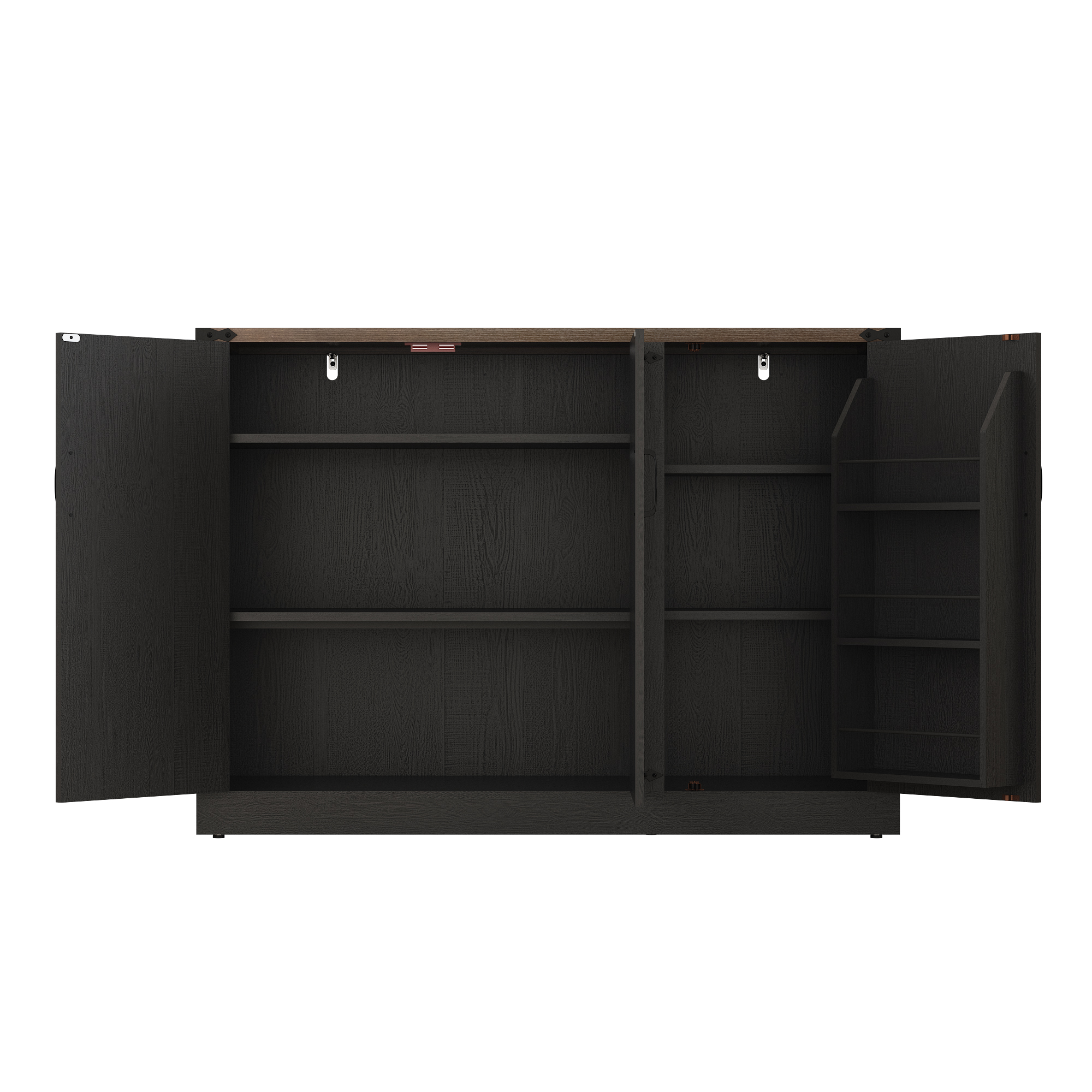 ChVans 47.2" Farmhouse Kitchen Buffet Sideboard Cabinet with 3 Side Shelves, 34"H Kitchen Pantry Cabinet with 3 Barn Doors/4 Adjustable Shelves for Kitchen, Dining Room, Living Room, Brown