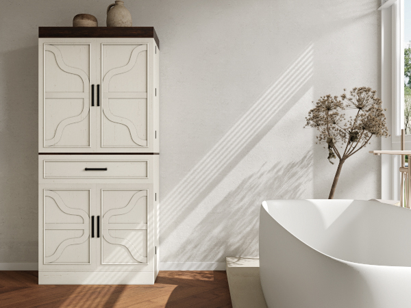 71" Tall Farmhouse Kitchen Pantry Cabinet with 6 Side Shelves & 1 Drawer,6 Layers Pantry Storage Cabinet with 4 Wood Doors for Kitchen, Dining Room, Living Room