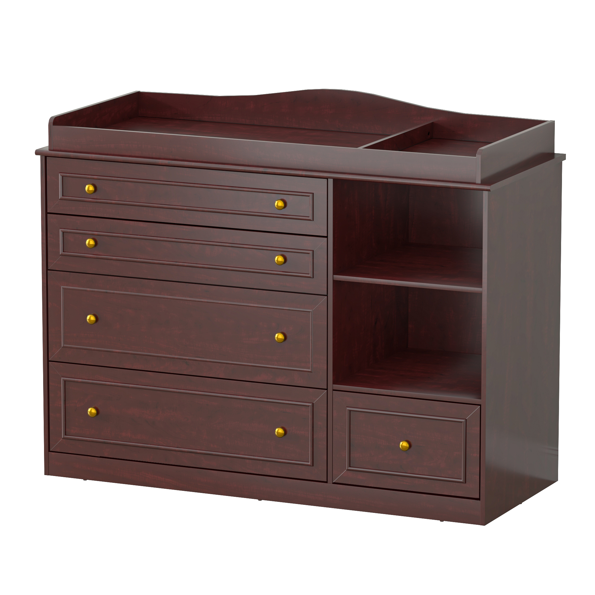 ChVans Changing Table Dresser, Baby Classic Nursery Dresser with 5 Drawers and 2 Shelves, Wood Chest of Drawers Nursery Storage Kids Organizer