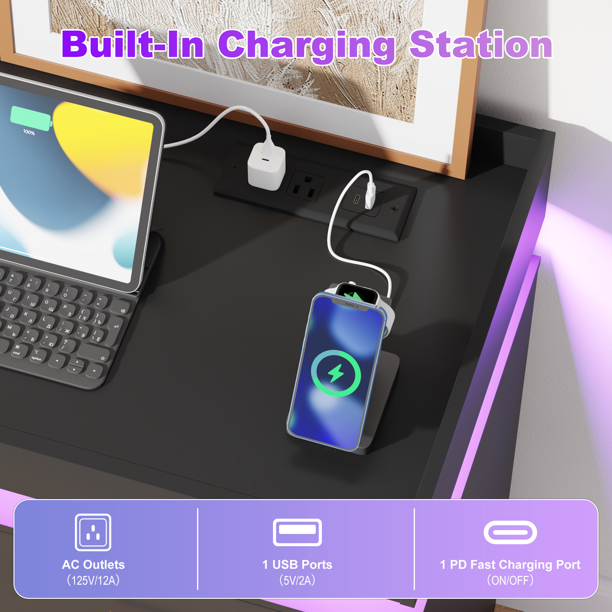 ChVans 16 Drawer Dresser with LED Lights and Charging Station, 78.7" Wide wood Chest of Drawers and Metal Handles, 36.4" Tall drawers dresser for bedroom, Living Room, Entryway, Hallway