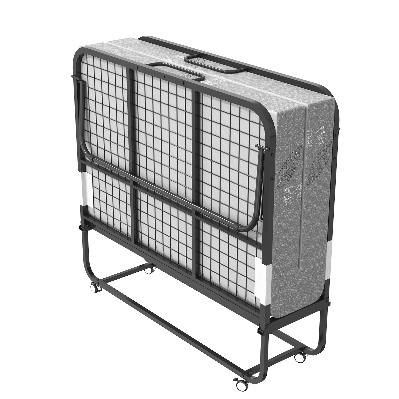  Folding Bed with 5" Foam Mattress, 75" x 38" Portable Foldable Bed with Metal Frame & Lockable Wheels & Dust Cover