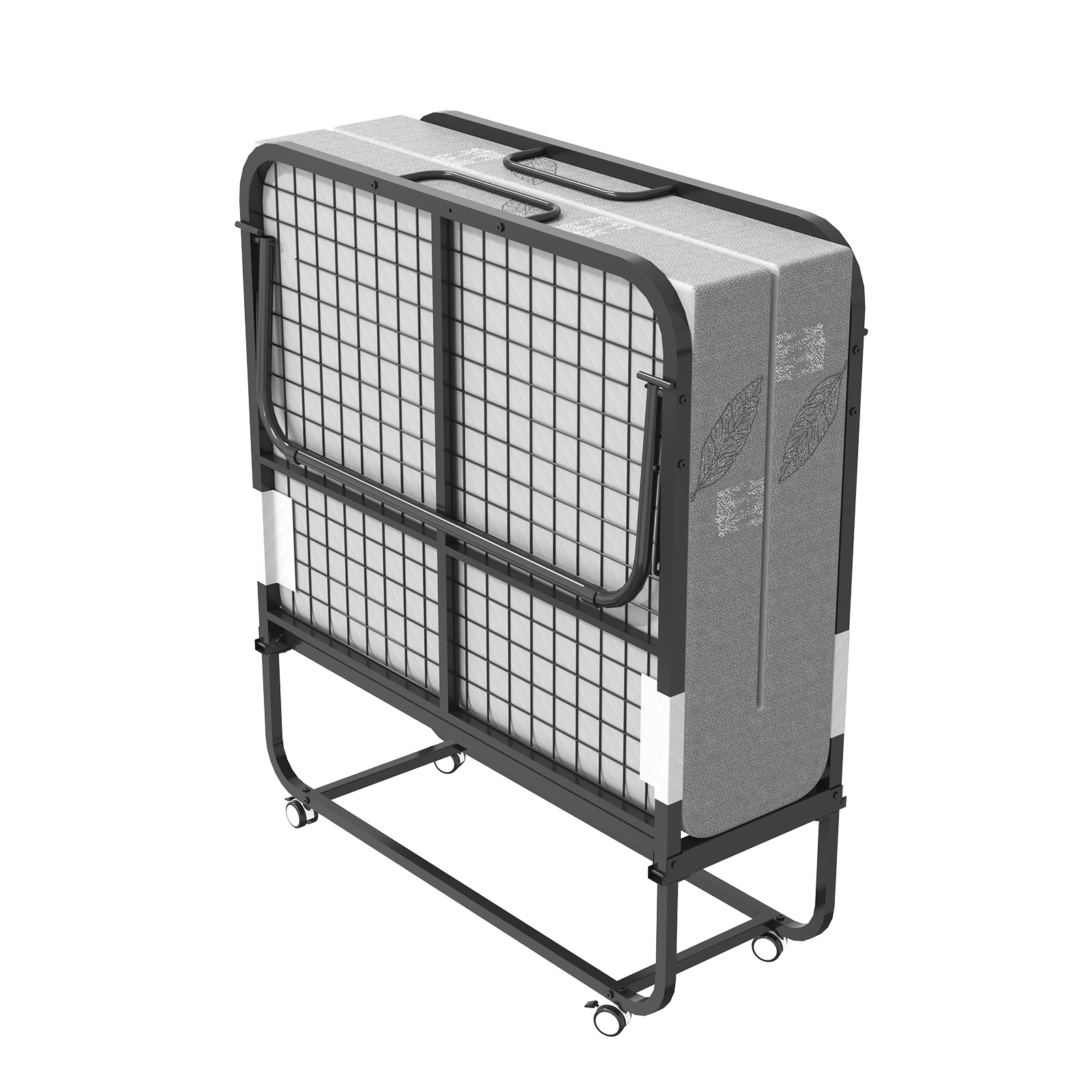  Folding Bed with 5" Foam Mattress, 75" x 38" Portable Foldable Bed with Metal Frame & Lockable Wheels & Dust Cover