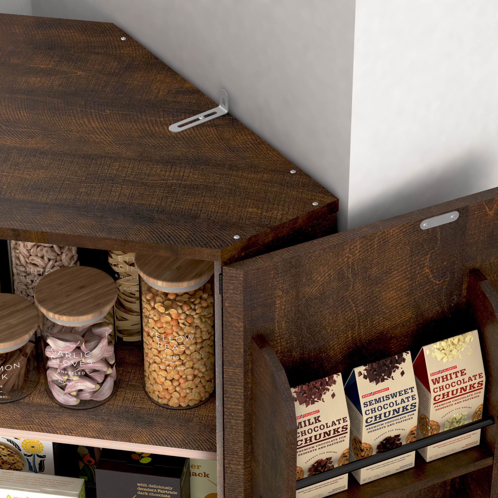 68" Tall Corner Storage Cabinet with 6 Side Door Shelves and Adjustable Shelves, 5 Tier Farmhouse Pantry Cabinet for Bathroom, Living Room, Kitchen