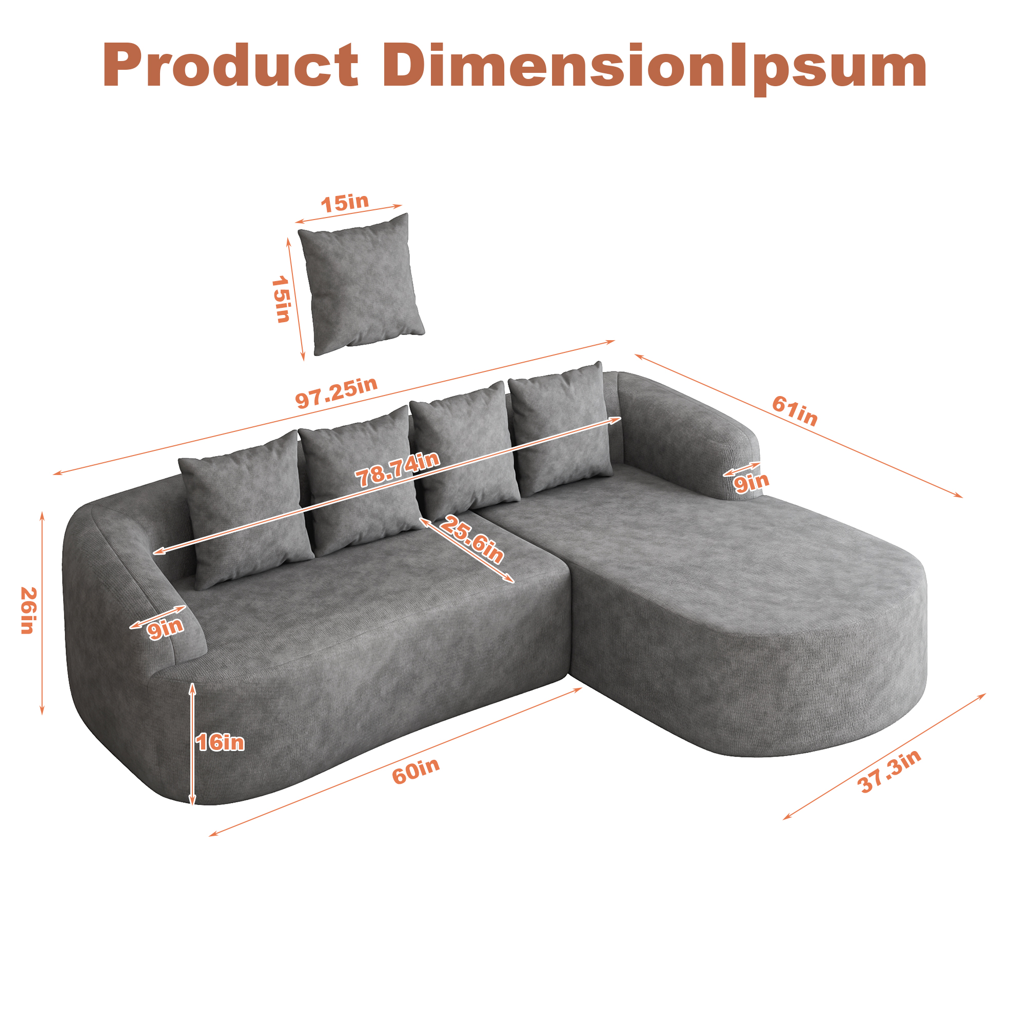 ChVans 101'' L-Shape Curved Sectional Sofa with Chaise, Modern Luxury Chenille Cloud Couch, Modular Sectional Sofa, Heavy Duty Oversized Deep Seat 3-Seater for Living Room, No Assembly Required