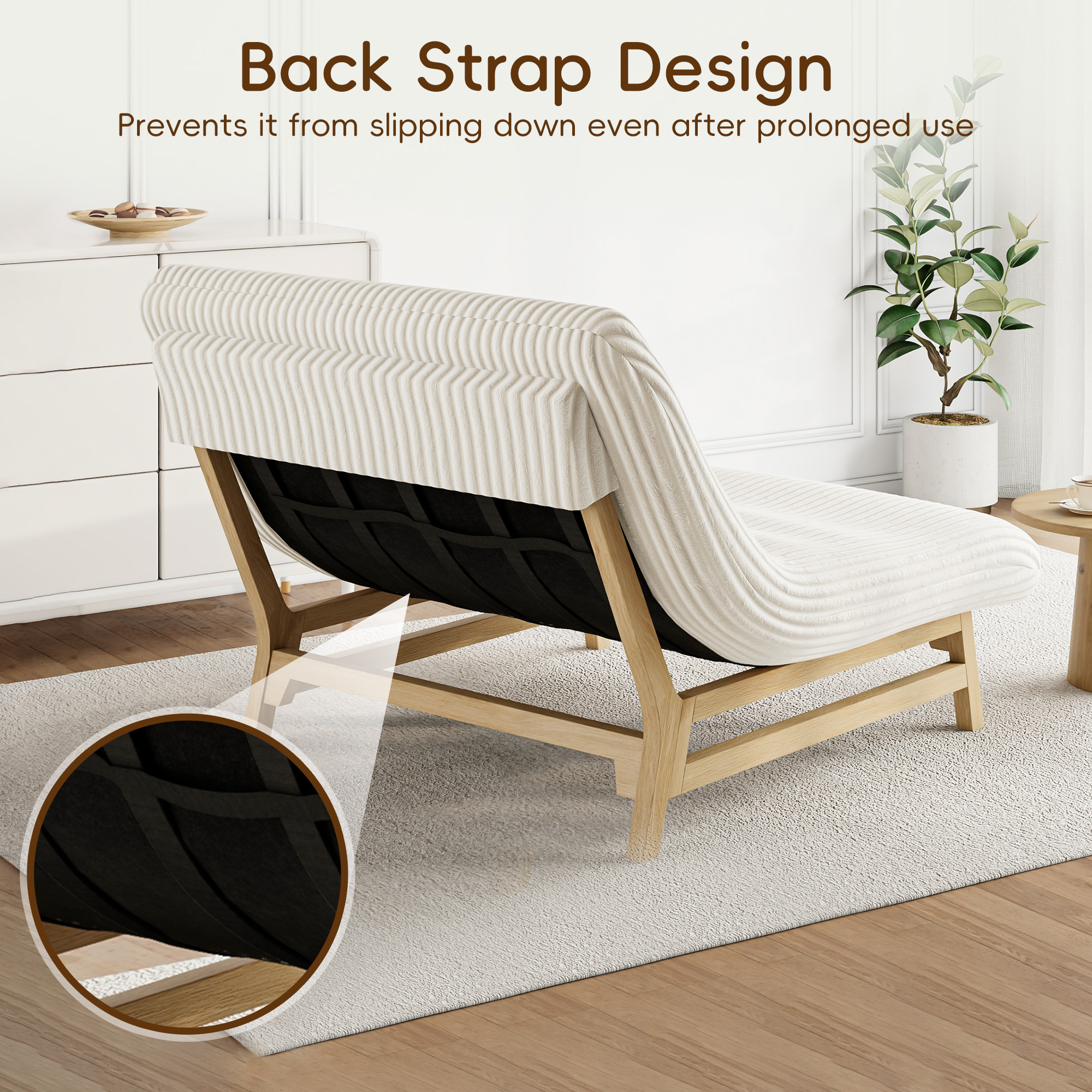  51''Armless Lounge Chair, 2-in-1 Convertible Floor Sofa Bed with Solid Wood Frame, Full Memory Foam Corduroy Accent Chair with Lumbar Pillow, Ergonomic Support for Living Room Bedroom Office