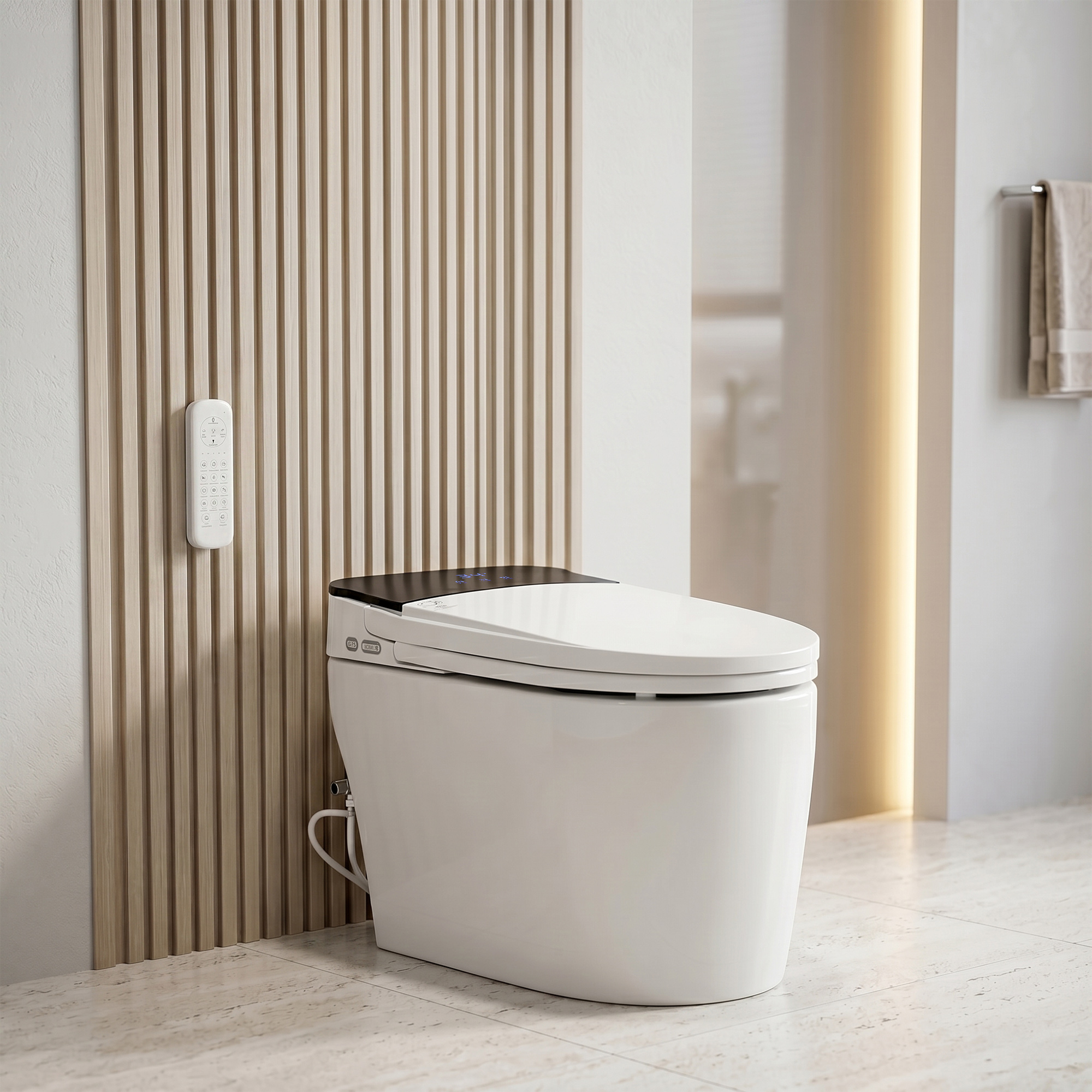 Modern Smart Toilet with Bidet Built In,Heated Seat,Warm Air Dryer,Adjustable Temp,Foot Sensor,Auto Lid&Seat,Electric Tankless Toilets with LED Display,1.28 GPF