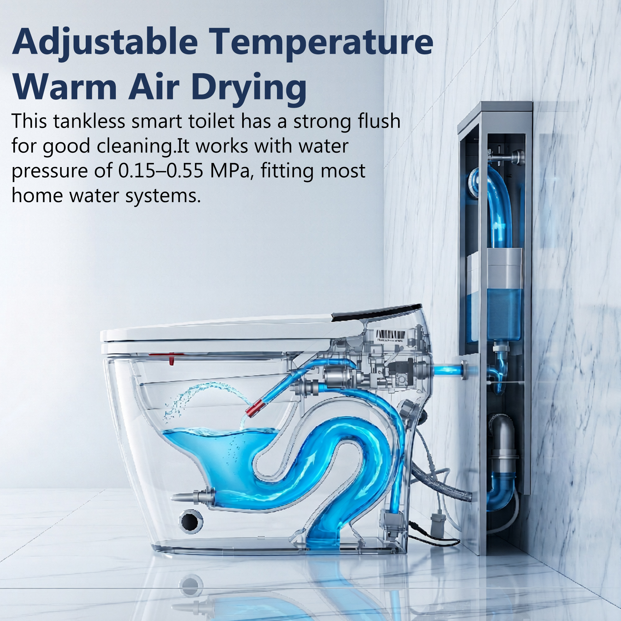 Modern Smart Toilet with Bidet Built In,Heated Seat,Warm Air Dryer,Adjustable Temp,Foot Sensor,Auto Lid&Seat,Electric Tankless Toilets with LED Display,1.28 GPF