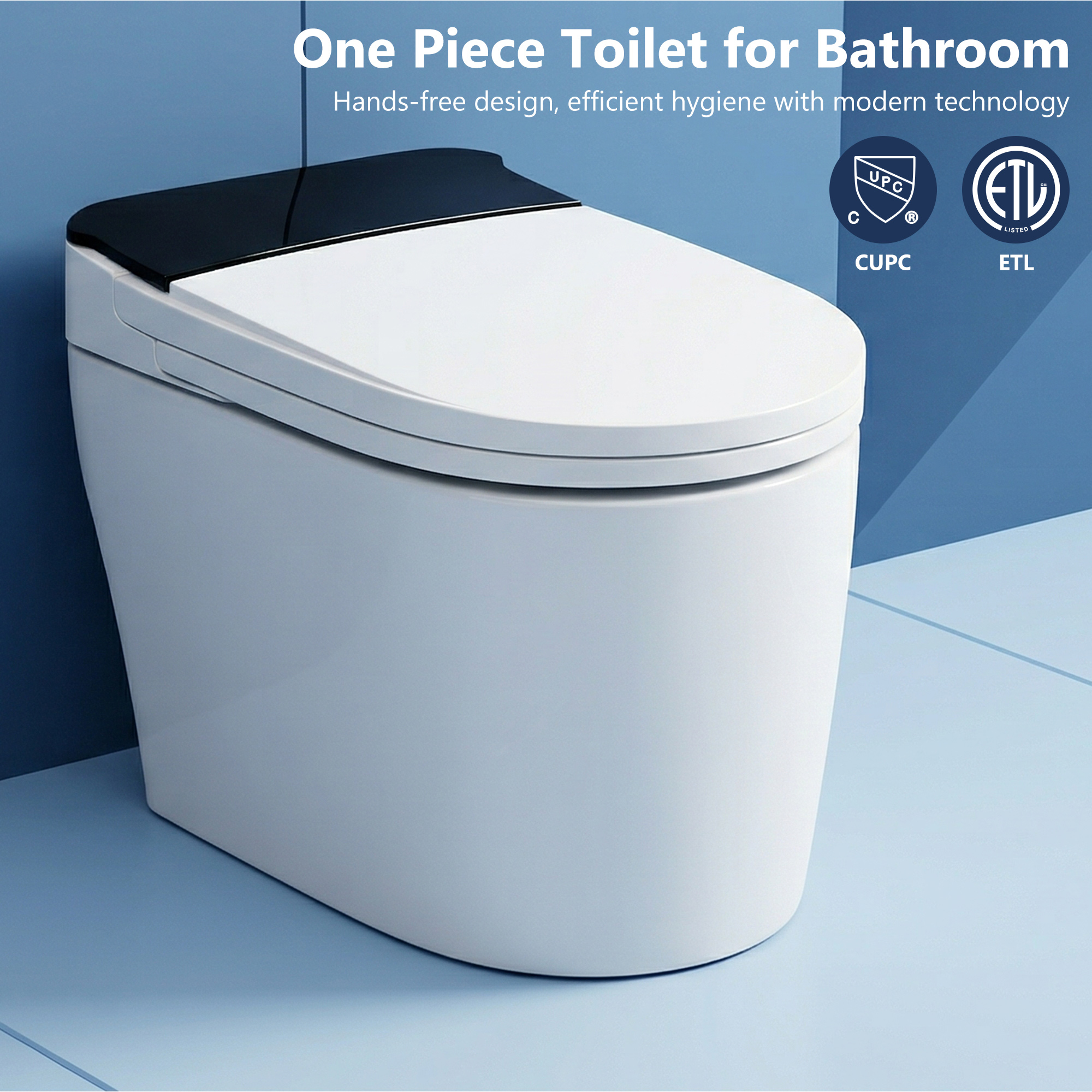 Modern Smart Toilet with Bidet Built In,Heated Seat,Warm Air Dryer,Adjustable Temp,Foot Sensor,Auto Lid&Seat,Electric Tankless Toilets with LED Display,1.28 GPF