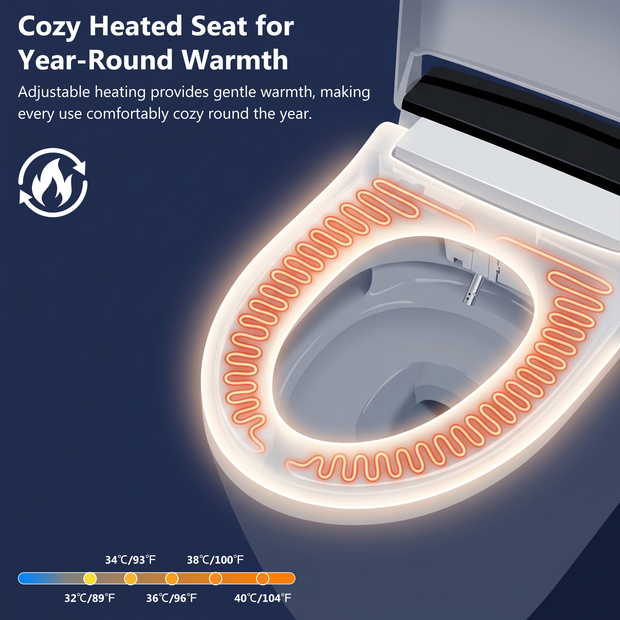 Modern Smart Toilet with Bidet Built In,Heated Seat,Warm Air Dryer,Adjustable Temp,Foot Sensor,Auto Lid&Seat,Electric Tankless Toilets with LED Display,1.28 GPF