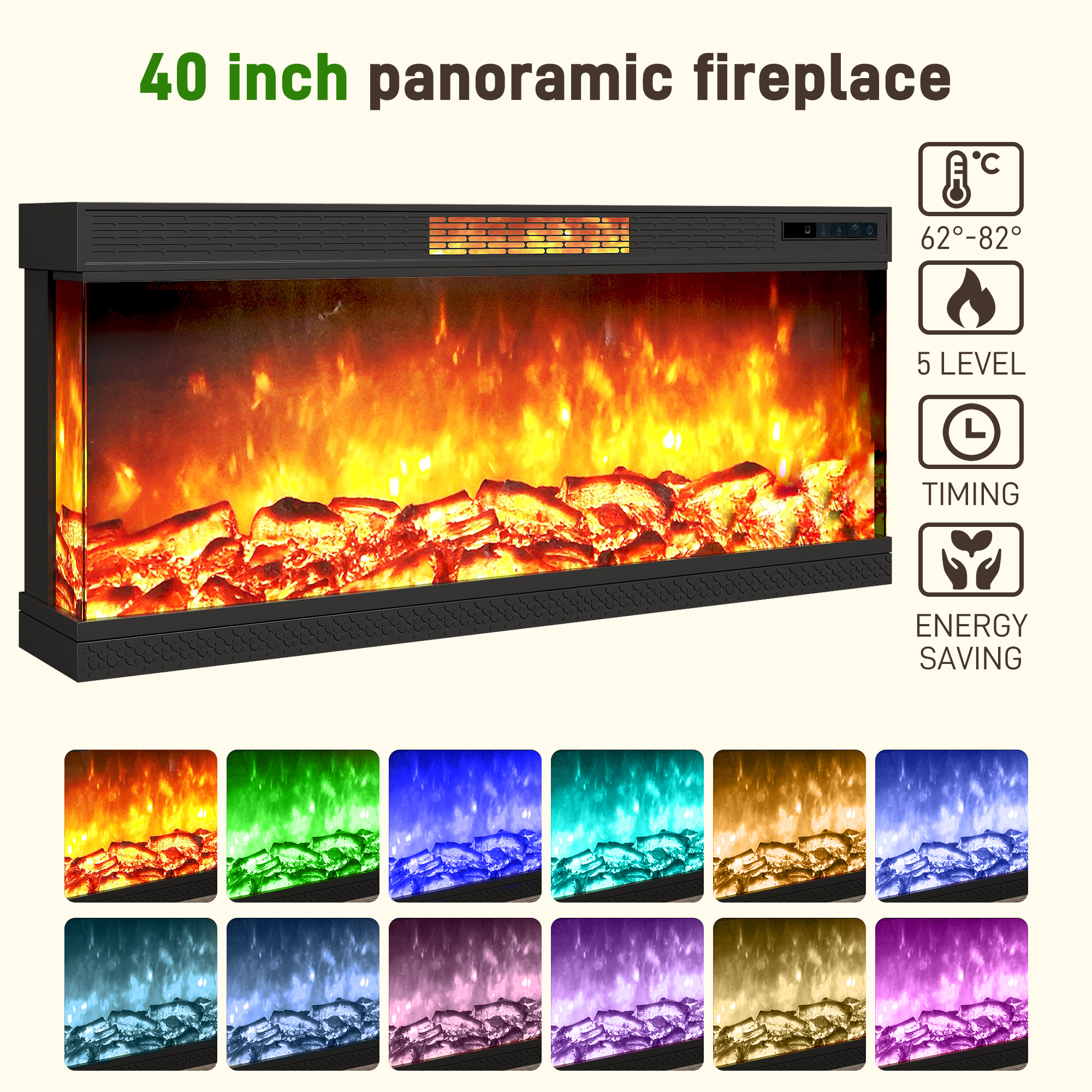 ChVans 3-Sided Glass Farmhouse 74" Fireplace TV Stand for TVs up to 85", Entertainment Center Console Table with 40" Electric Fireplace