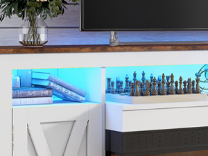 ChVans 3-Sided Glass Farmhouse 74" Fireplace TV Stand for TVs up to 85", Entertainment Center Console Table with 40" Electric Fireplace