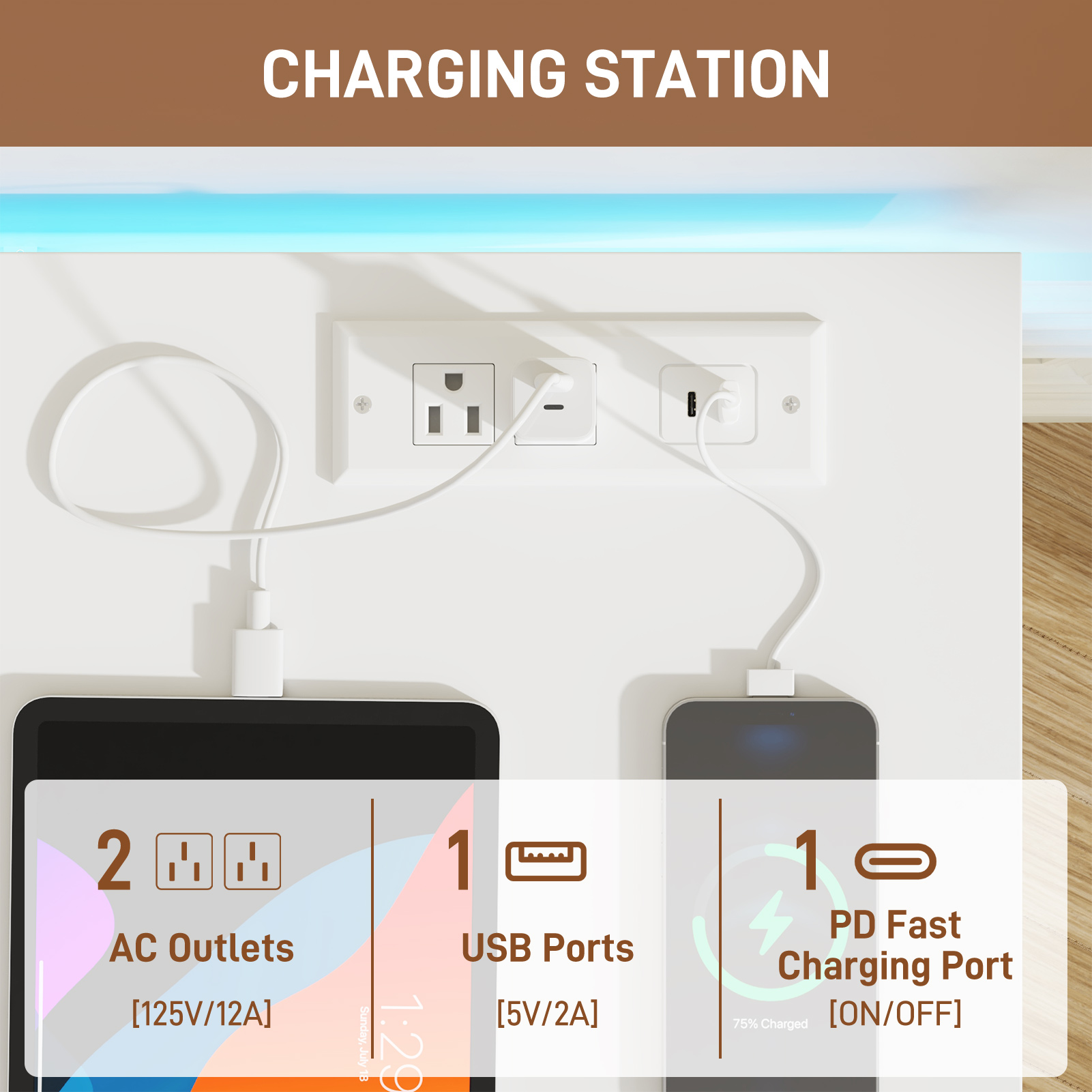 ChVans Black 9 Drawer Dresser with LED Lights, 63" Wide Modern Wood Chest of Drawers with Charging Station & Handle Free, LED Black Dresser for bedroom, Living Room, Entryway, Hallway