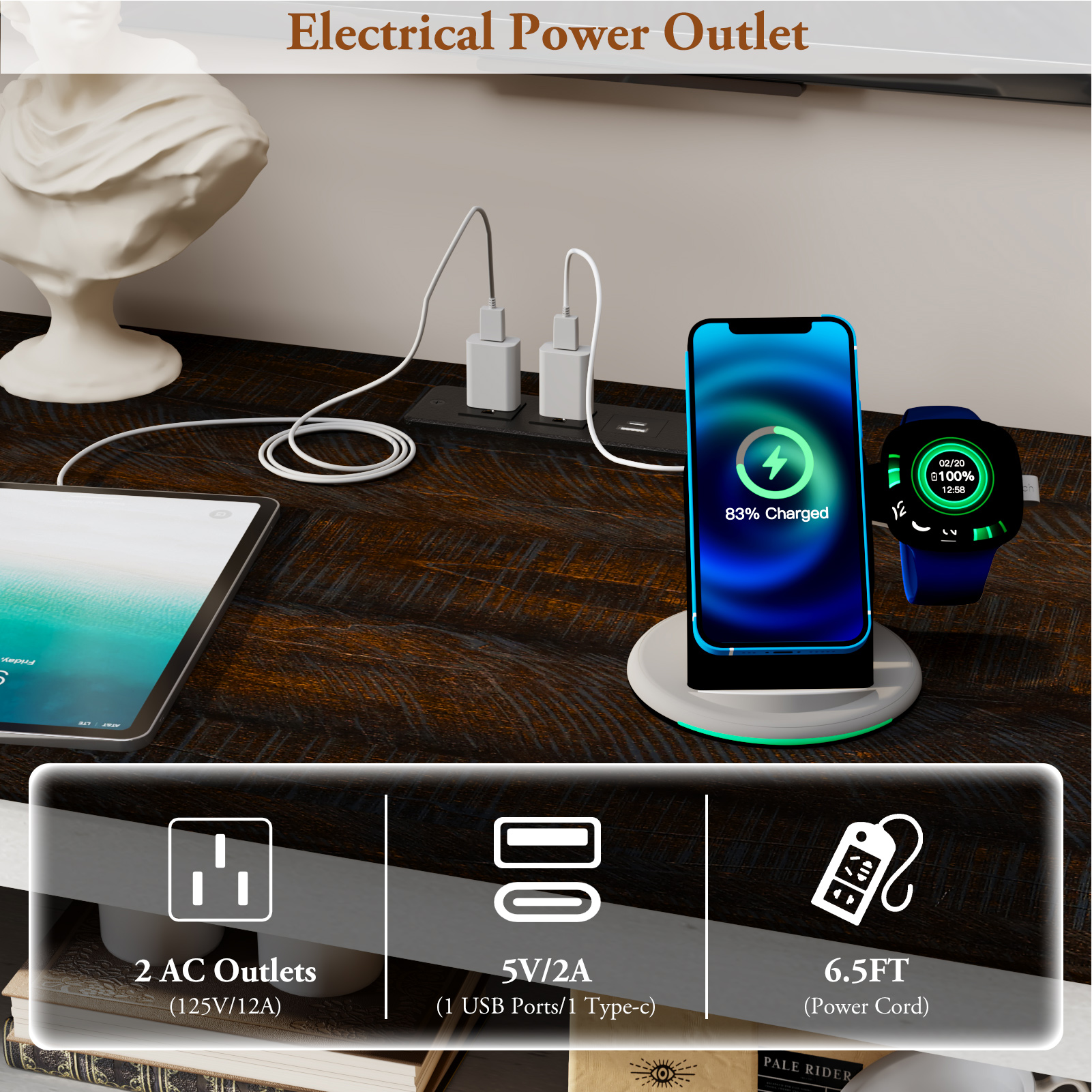 ChVans 3-Sided Glass 81" Fireplace TV Stand for TVs up to 90", Farmhouse Entertainment Center TV Console Table with 50" Electric Fireplace & LED Lights, TV Stand with Fireplace 3D