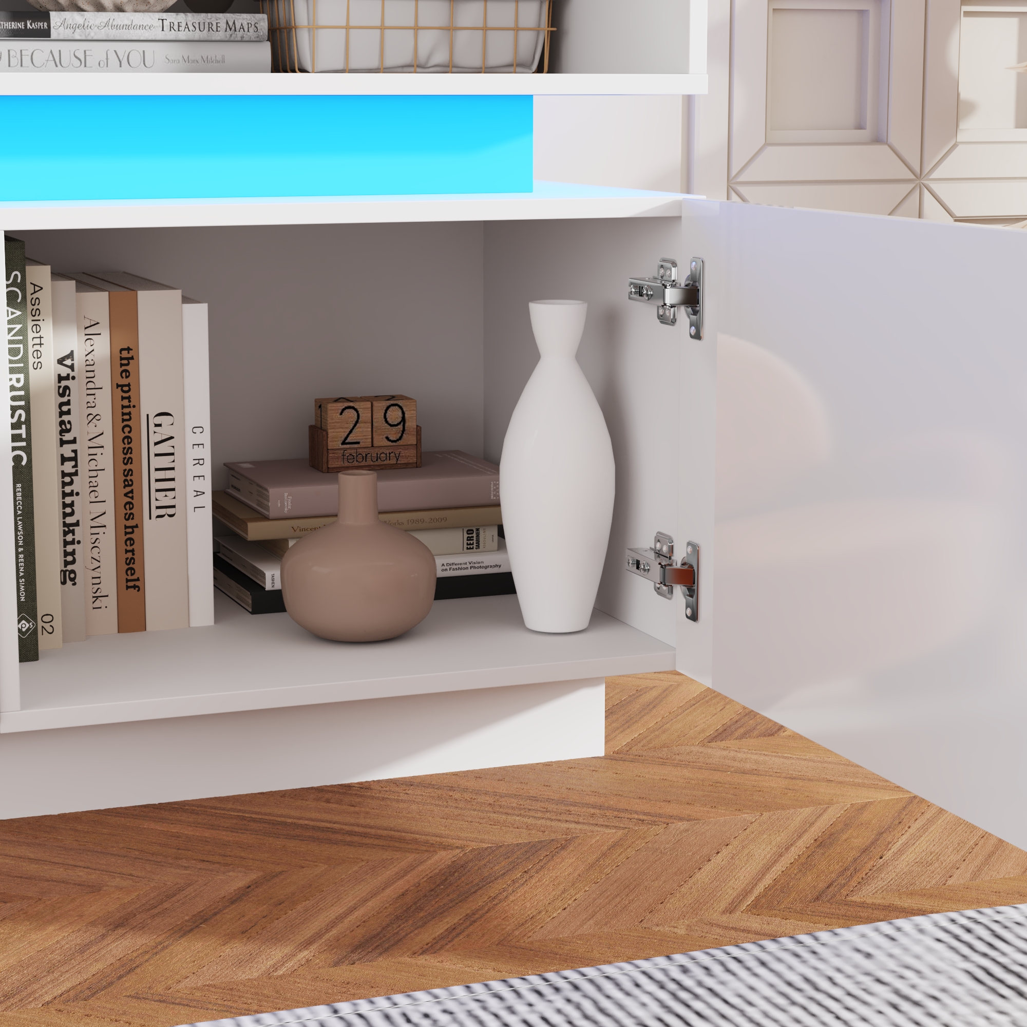 ChVans Fireplace TV Stand for 90" 95" 100" with LED Light & Outlets, 92.5" Large Entertainment Center Gaming Soundbar Shelf with 50'' Electric Fireplace