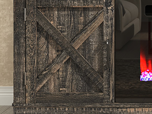 ChVans 70" Fireplace TV Stand for TVs up to 80" with 36" Electric Fireplace, Farmhouse Entertainment Center with LED, Wooden Media Console for Living Room, Bedroom(Grey)