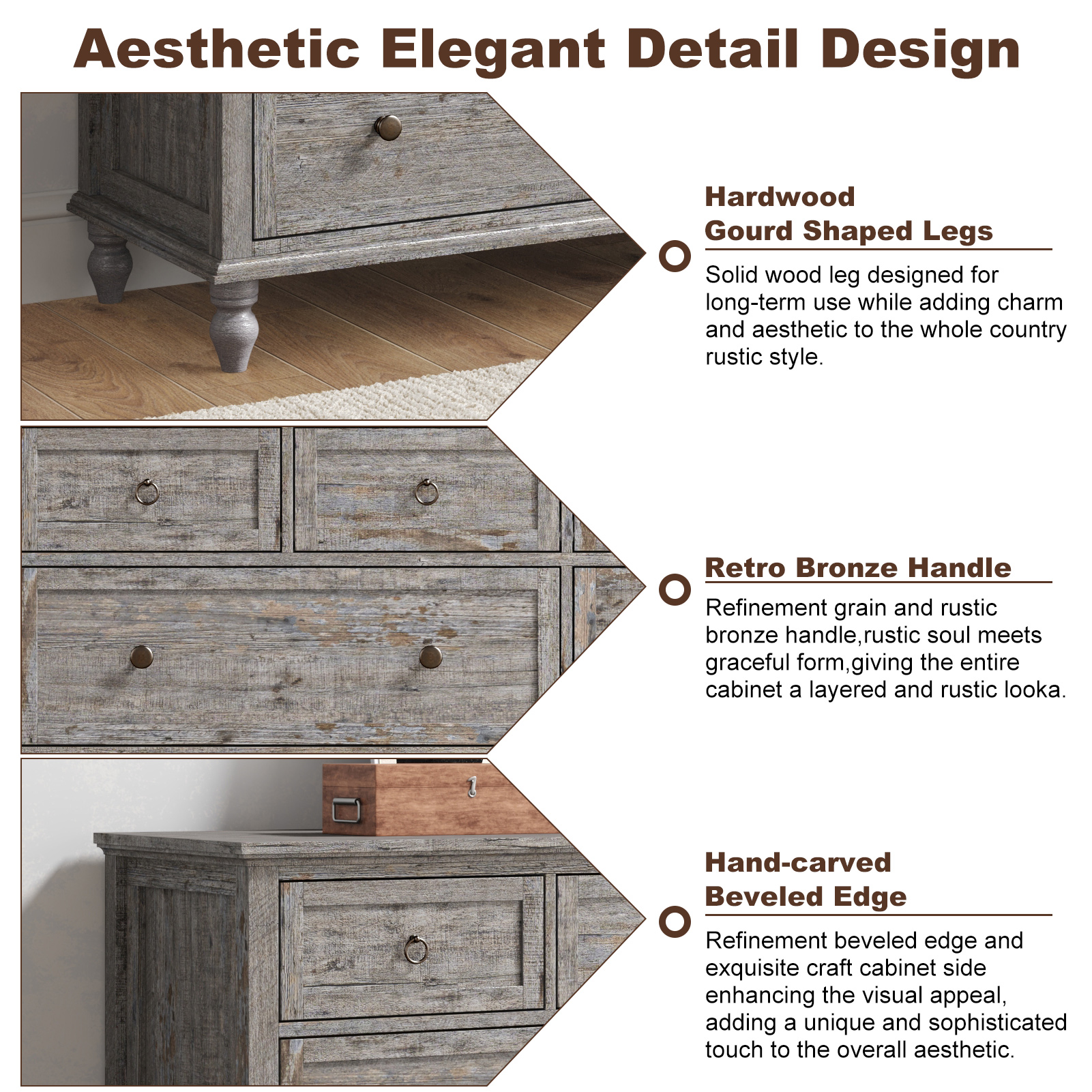 ChVans 8 Drawer Dresser for Bedroom, Modern Farmhouse Wood Wide Chest of Drawers, Storage Dressers for Bedroom, Living Room & Hallway